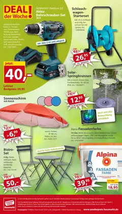 Sonderpreis Baumarkt Prospekt 	 ab 02.05.2026 gültig | Seite: 20 | Produkte: Sonnenschirm, Ladegerät