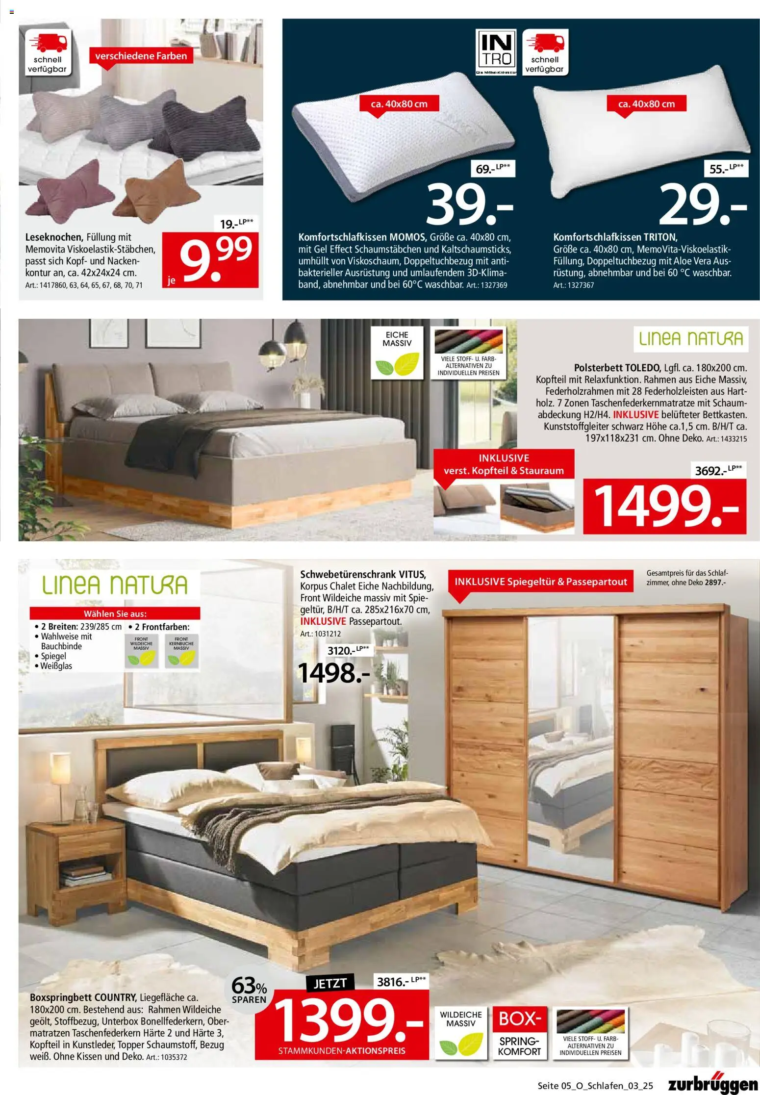 Zurbrüggen Schlafen Spezial – gültig ab 18.12.2025 | Seite: 5 | Produkte: Kissen, Boxspringbett, Polsterbett, Spiegel