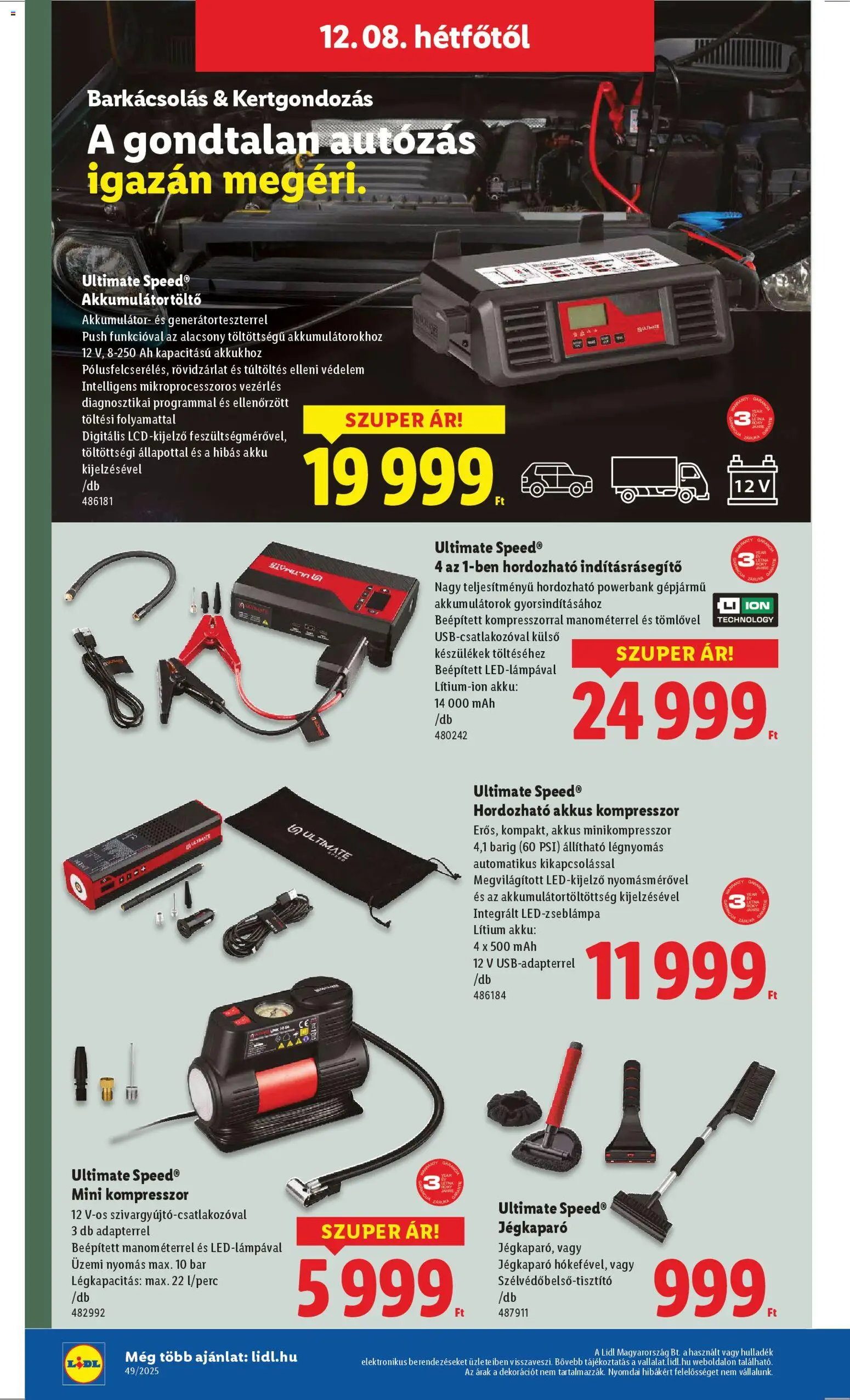Lidl akciós ujság - amely érvényes a következő dátumtól: 04.12.2025 | Oldal: 6 | Termékek: Powerbank, Kompresszor, Akkumulátor