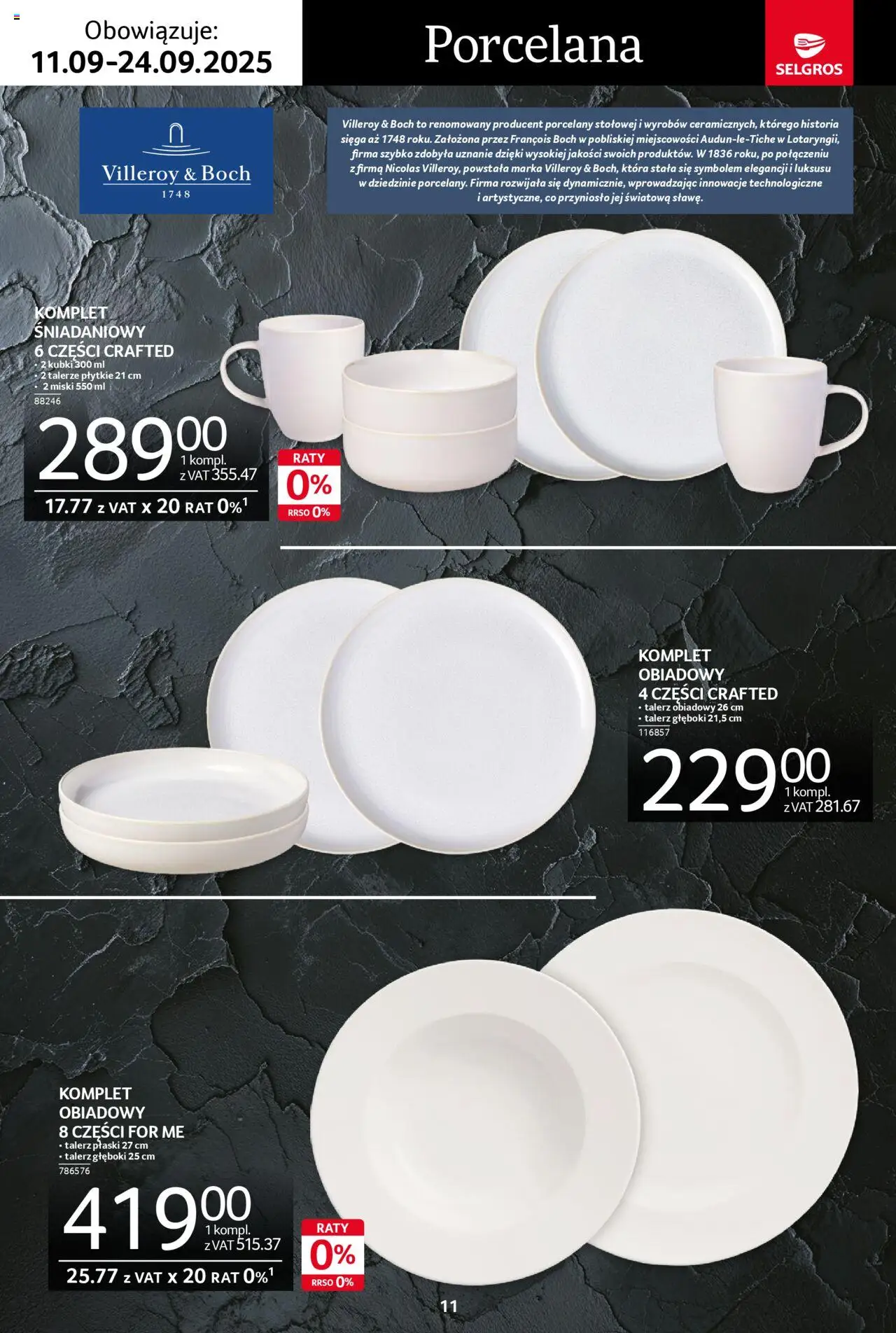 Selgros cash&carry Gazetka - Premium od 11.09.2025 | Strona: 11 | Produkty: Talerze