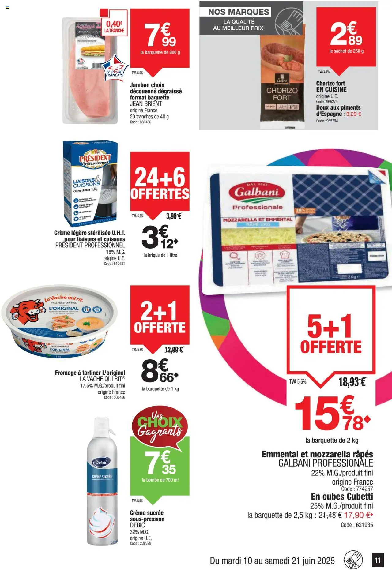  | Page: 11 | Produits: Chorizo, Sandwich, Emmental, Porc
