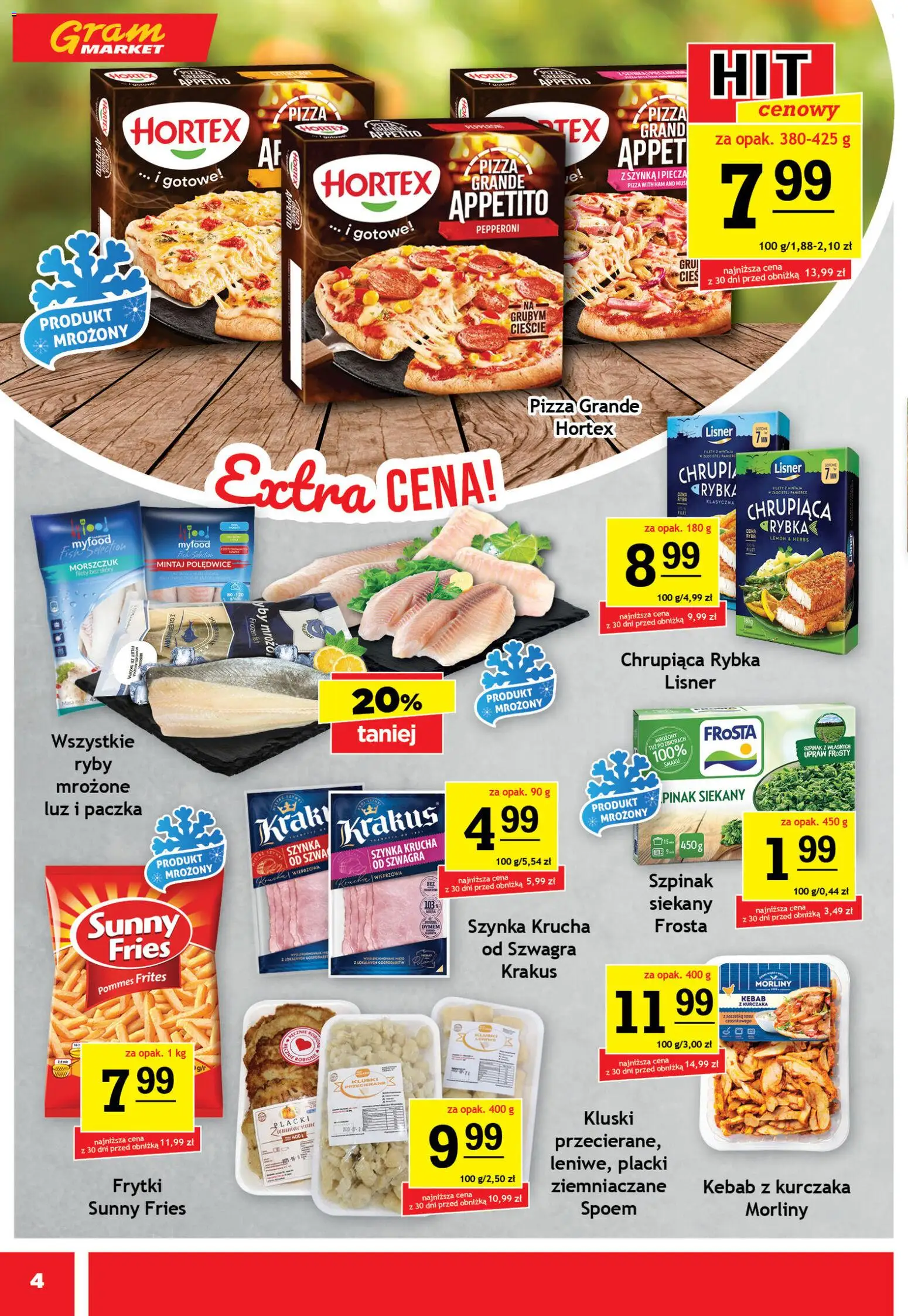 Gram Market gazetka od 08.04.2026 | Strona: 4 | Produkty: Kebab, Szpinak, Pizza, Ryby