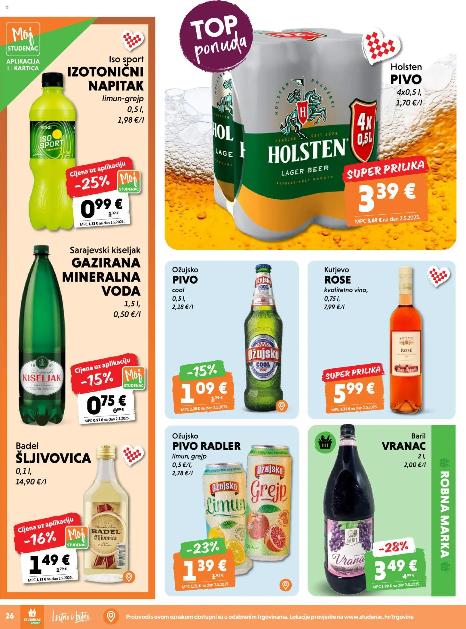 Studenac katalog | vrijedi od 22.04.2026 | Stranica: 26 | Proizvodi: Šljivovica, Radler, Pivo, Grejp