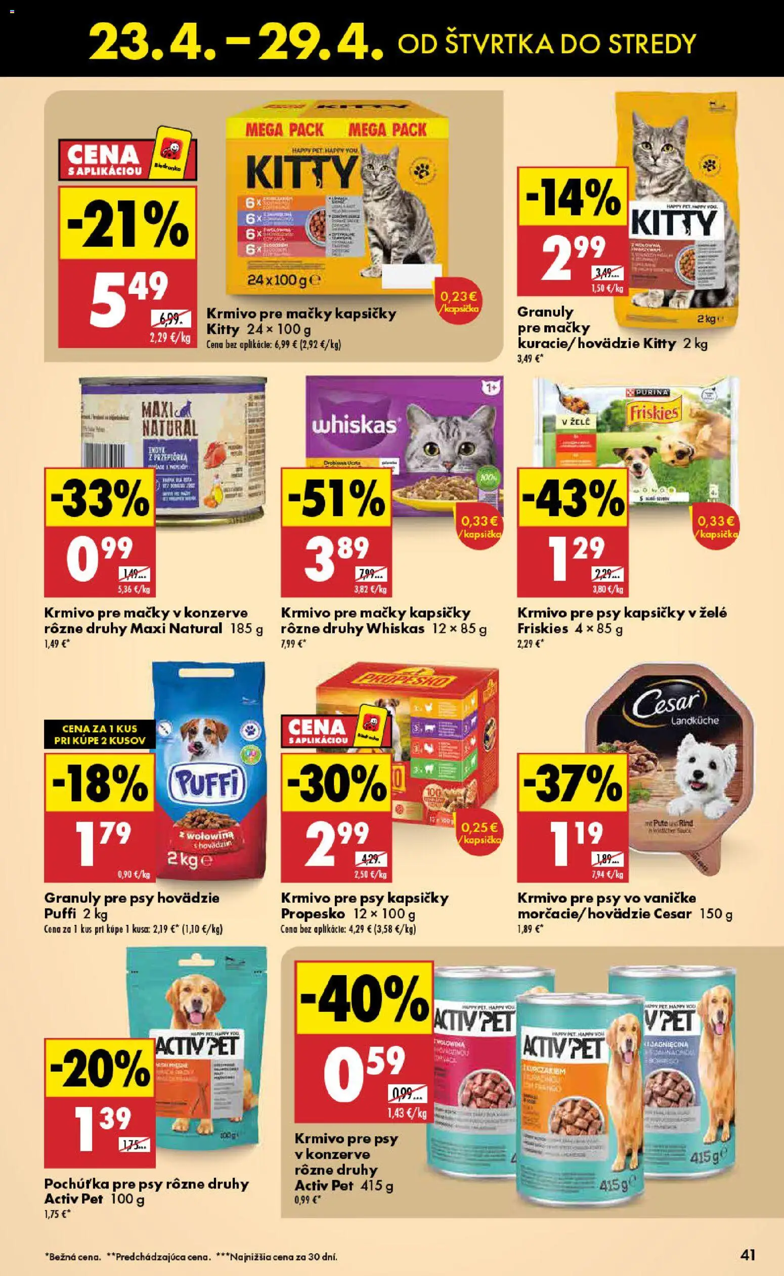Nové Biedronka akcie – leták je platný od 23.04.2026 | Strana: 41 | Produkty: Friskies, Whiskas