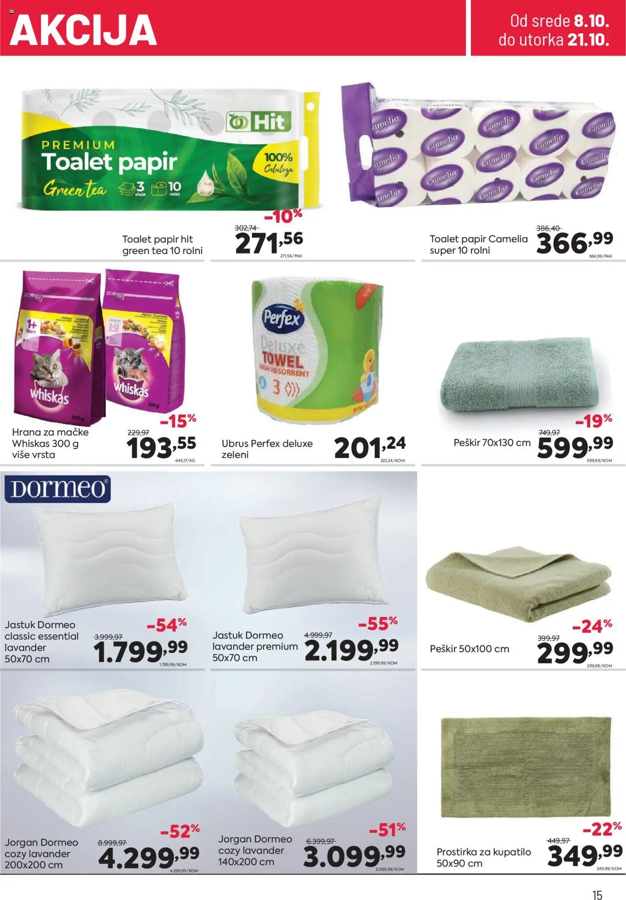 PerSu katalog - važi od 08.10.2025 | Strana: 15 | Proizvode: Jorgan, Kupatilo, Hrana za mačke, Peškir