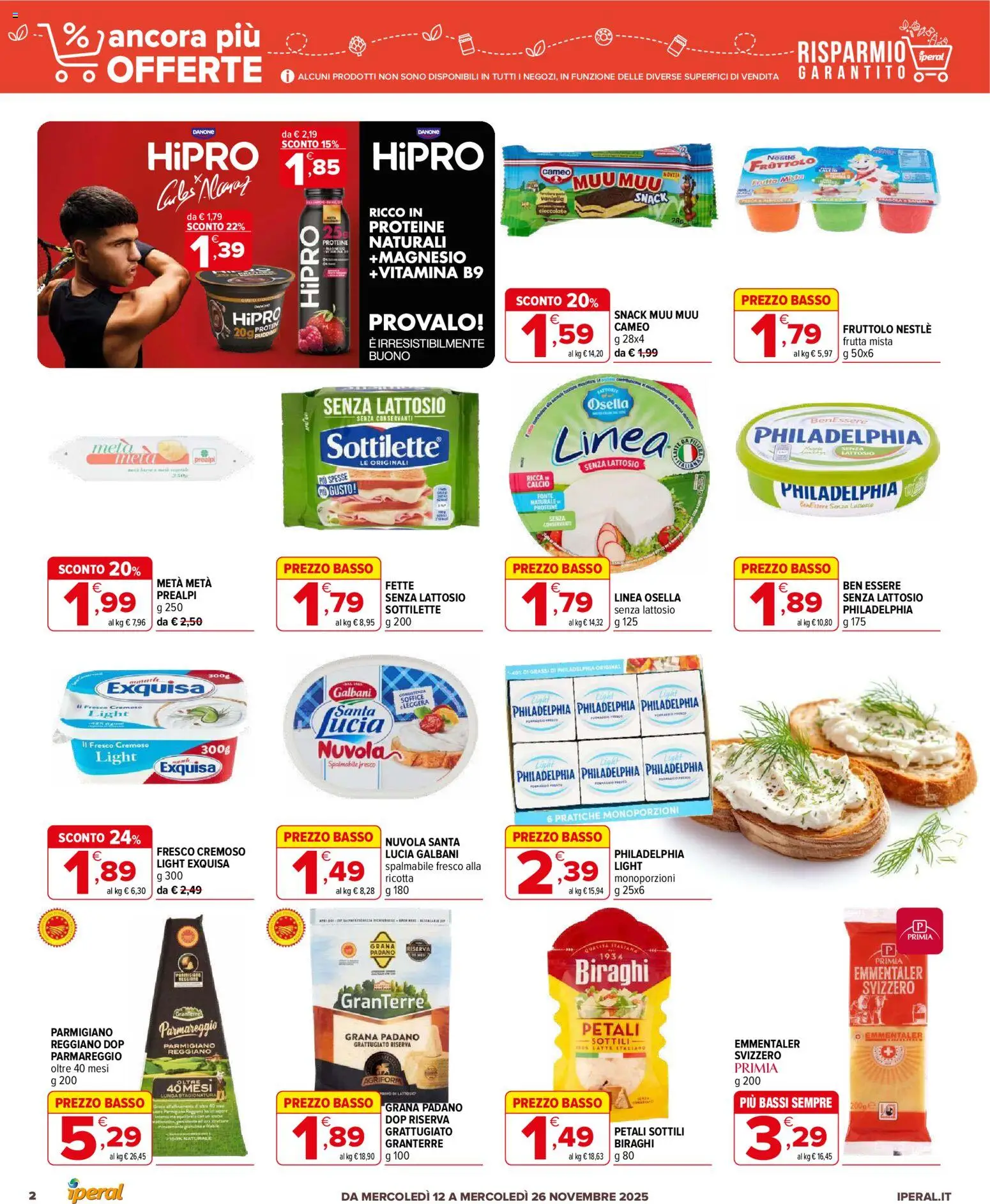 Volantino Iperal del 12.11.2025 | Pagina: 2 | Prodotti: Cioccolato, Frutta, Ricotta, Batterie