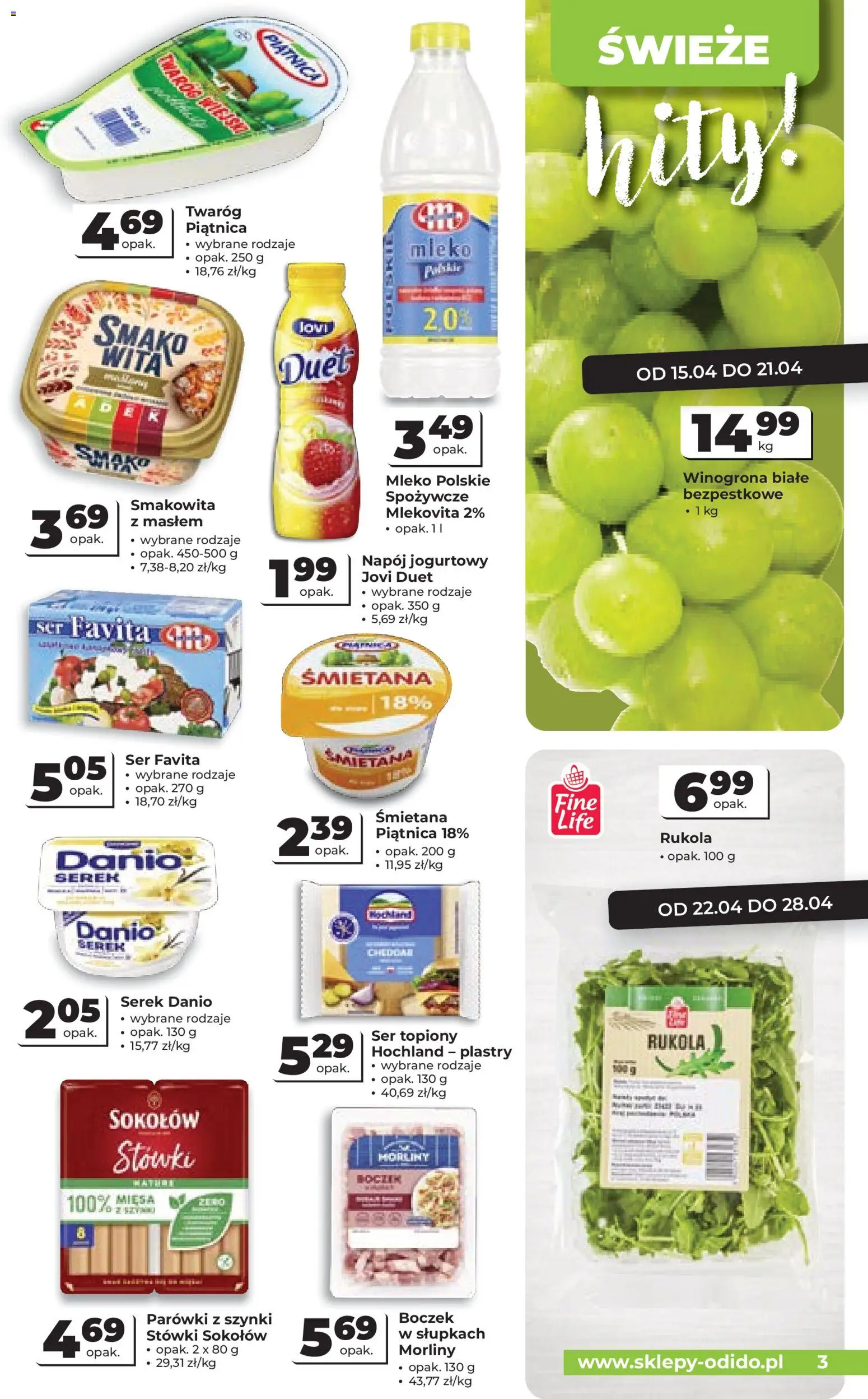 Odido gazetka od 15.04.2026 | Strona: 3 | Produkty: Ser favita, Serek, Boczek, Twaróg