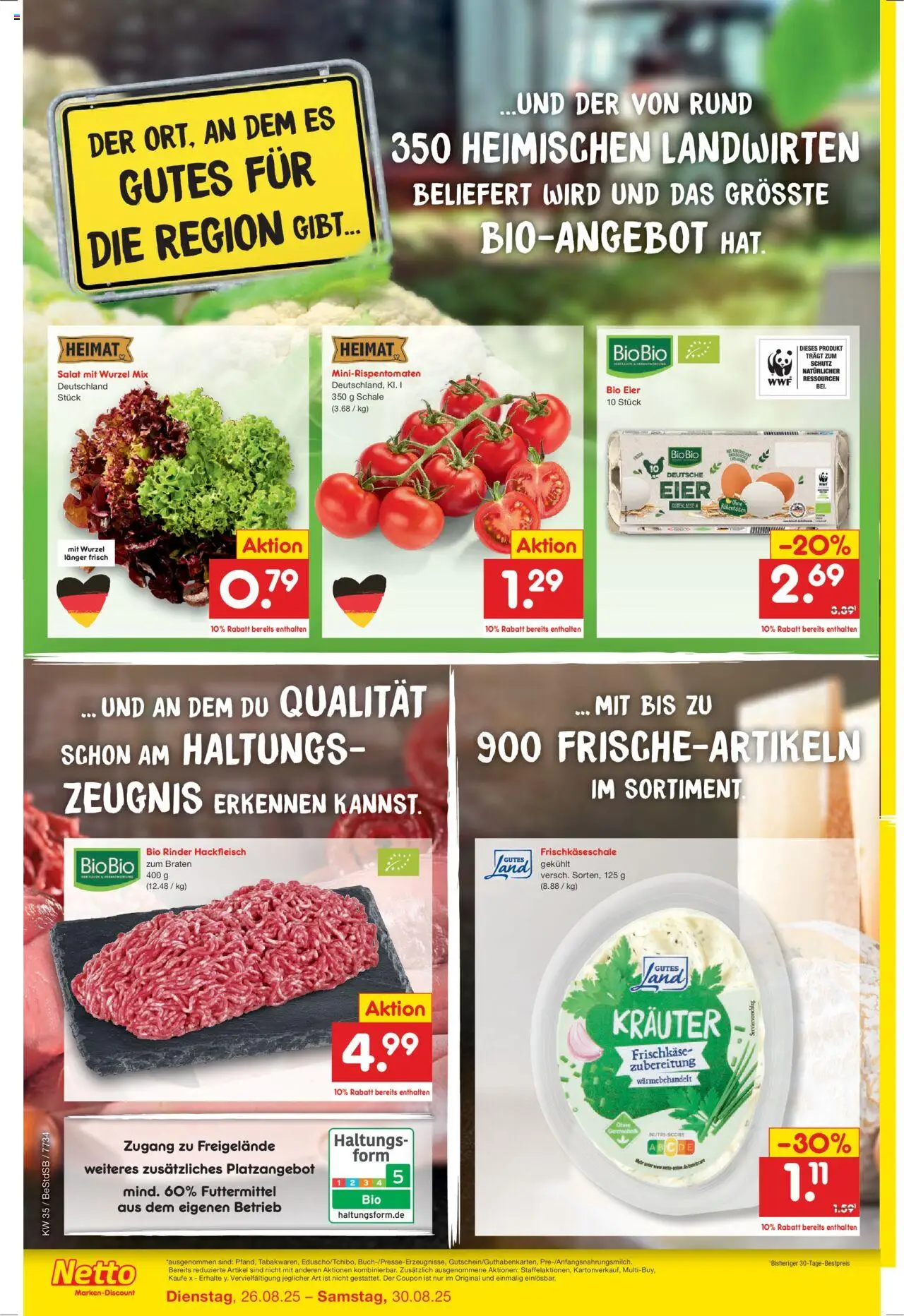 Netto Marken-Discount Wiedereröffnung Berlin-Friedrichsfelde - gültig ab dem 26.08.2025 | Seite: 2 | Produkte: Eier, Salat, Frischkase, Hackfleisch