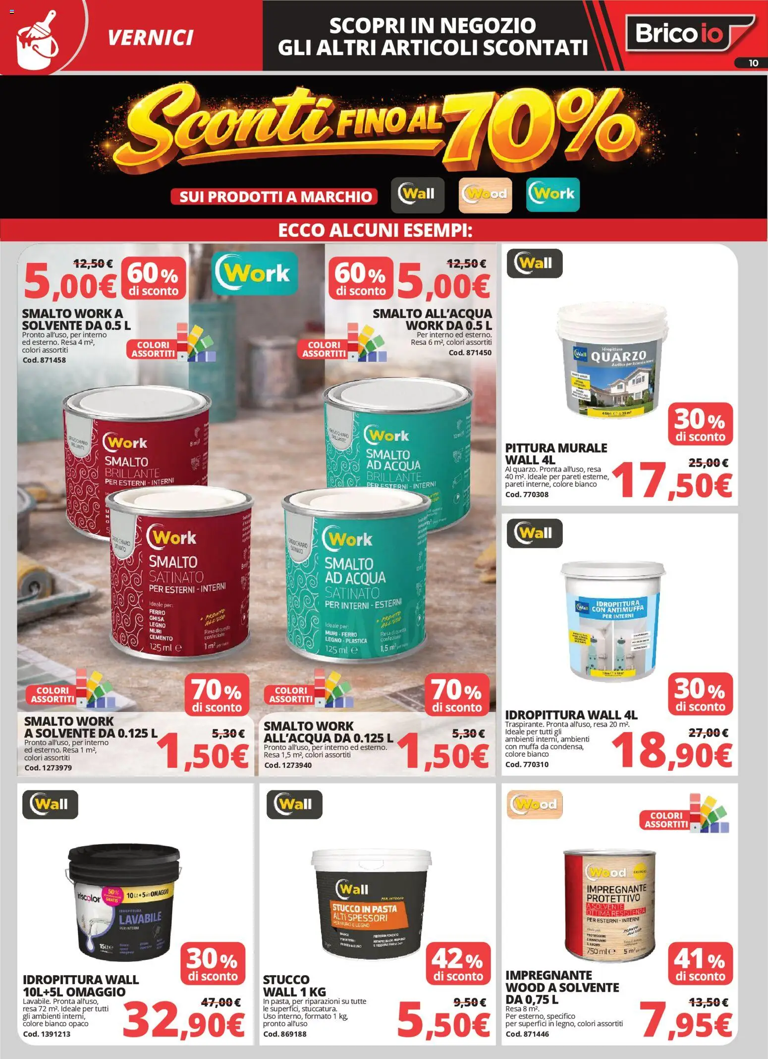 Volantino Brico io del 05.03.2026 | Pagina: 10 | Prodotti: Acqua, Pasta, Impregnante, Pittura