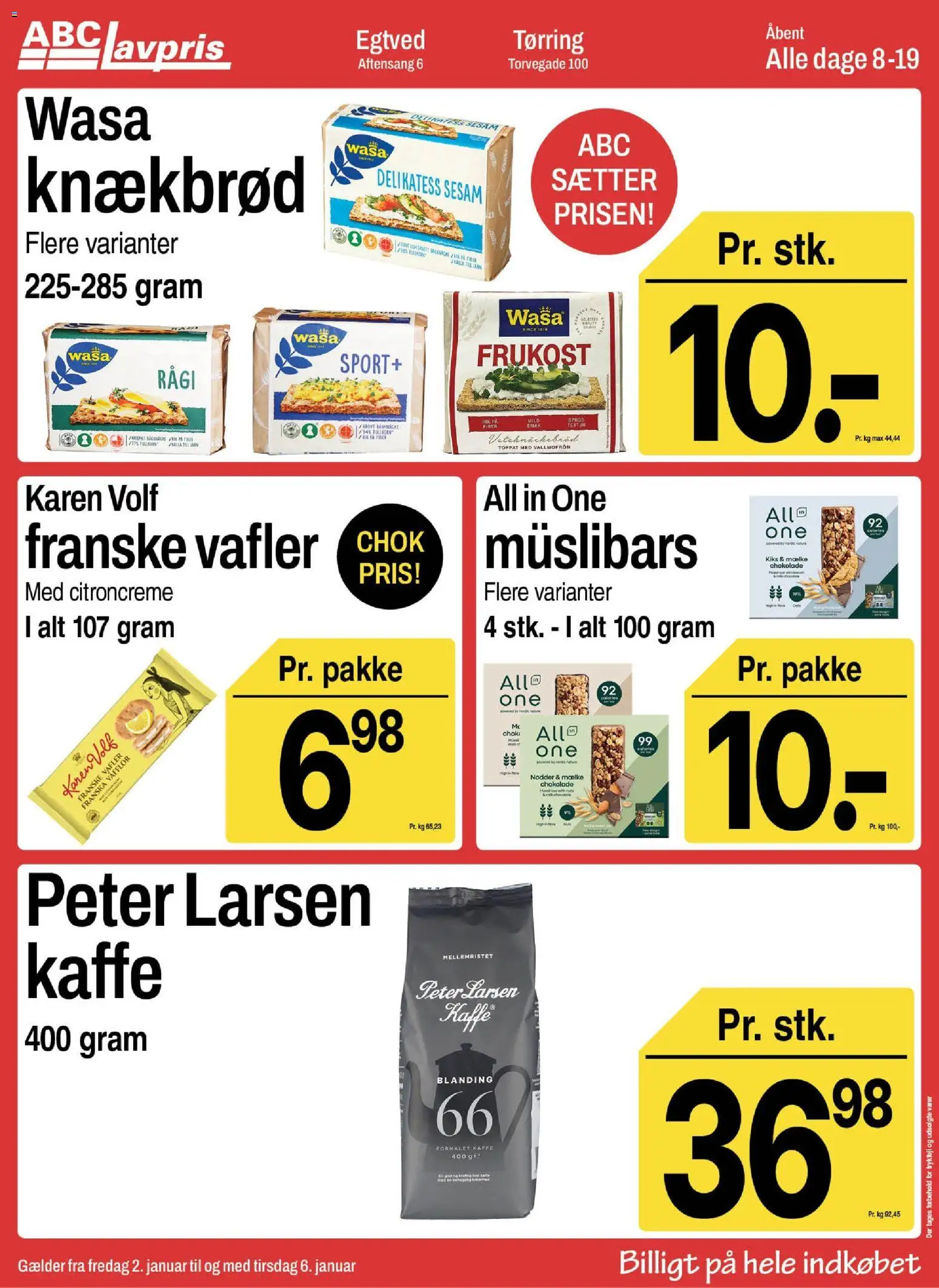 Abc Lavpris tilbudsavis – gyldig fra 01.01.2026 | Side: 7 | Produkter: Chokolade, Nødder, Vafler, Knækbrød
