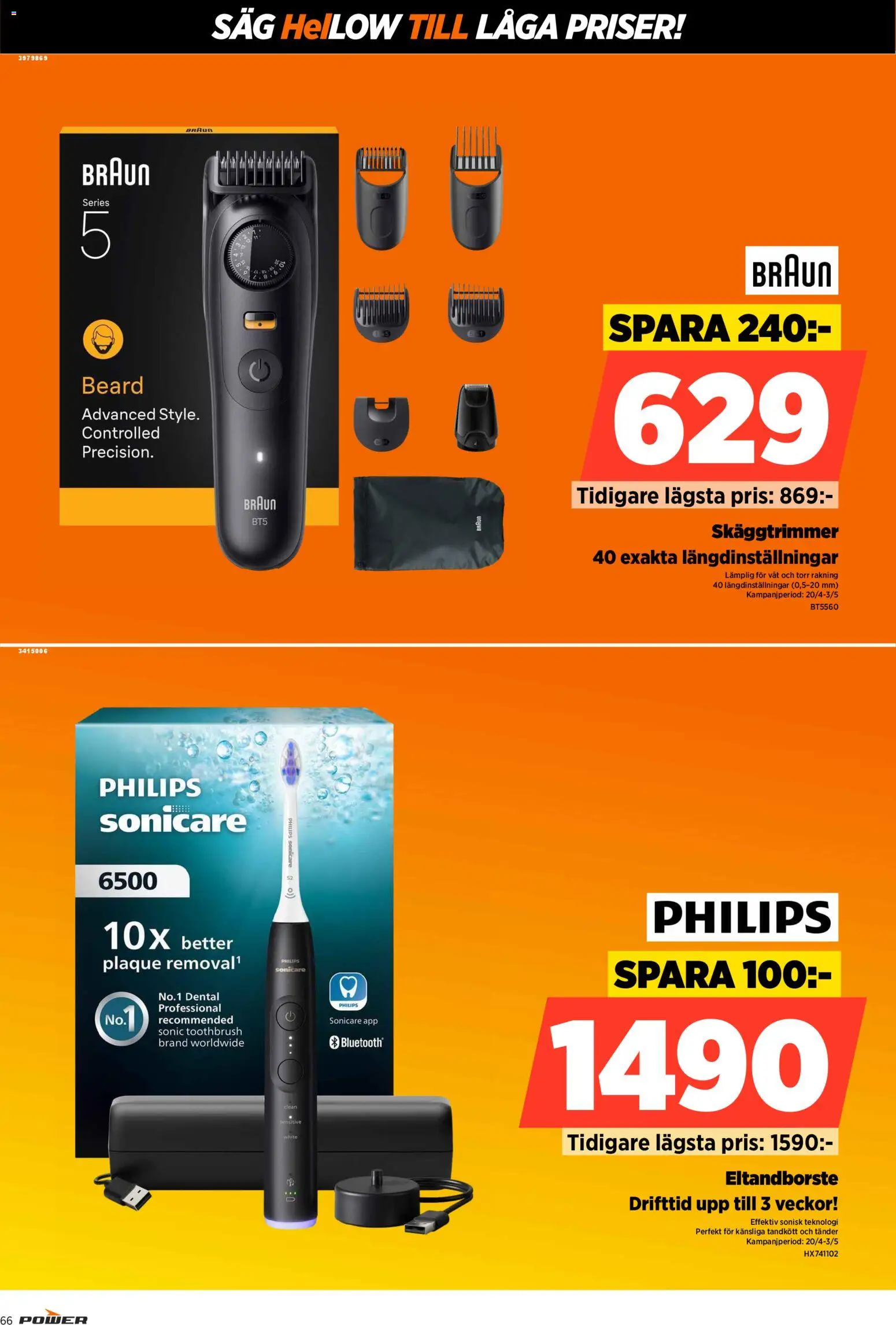 Power reklamblad aktuell från 27.04.2026 | Sida: 66 | Produkter: Eltandborste, Såg, Skäggtrimmer