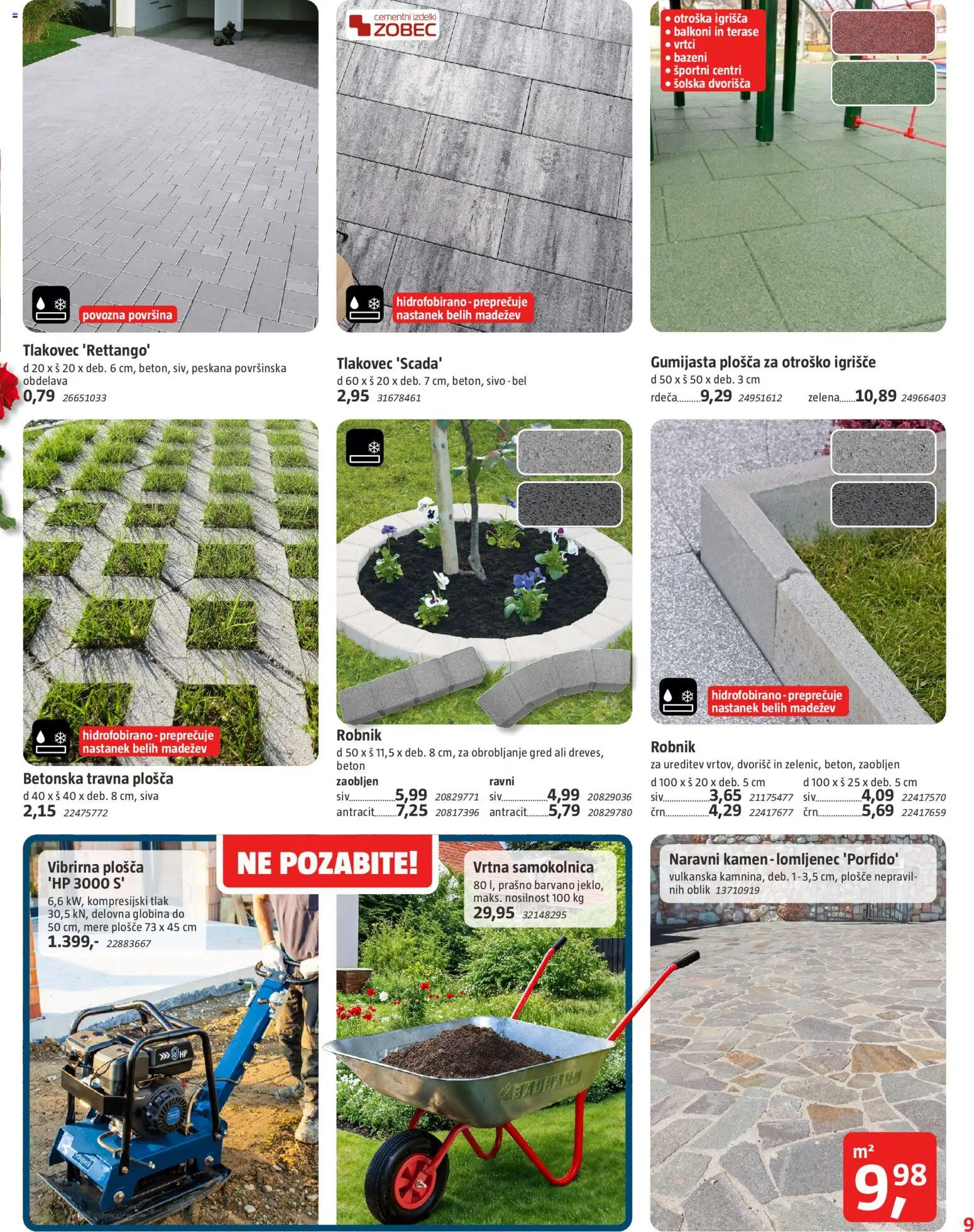 Novi Bauhaus katalog ponudbe – veljaven od 18.03.2026 | Stran: 9 | Izdelki: Beton, Samokolnica, Robnik, Zelena