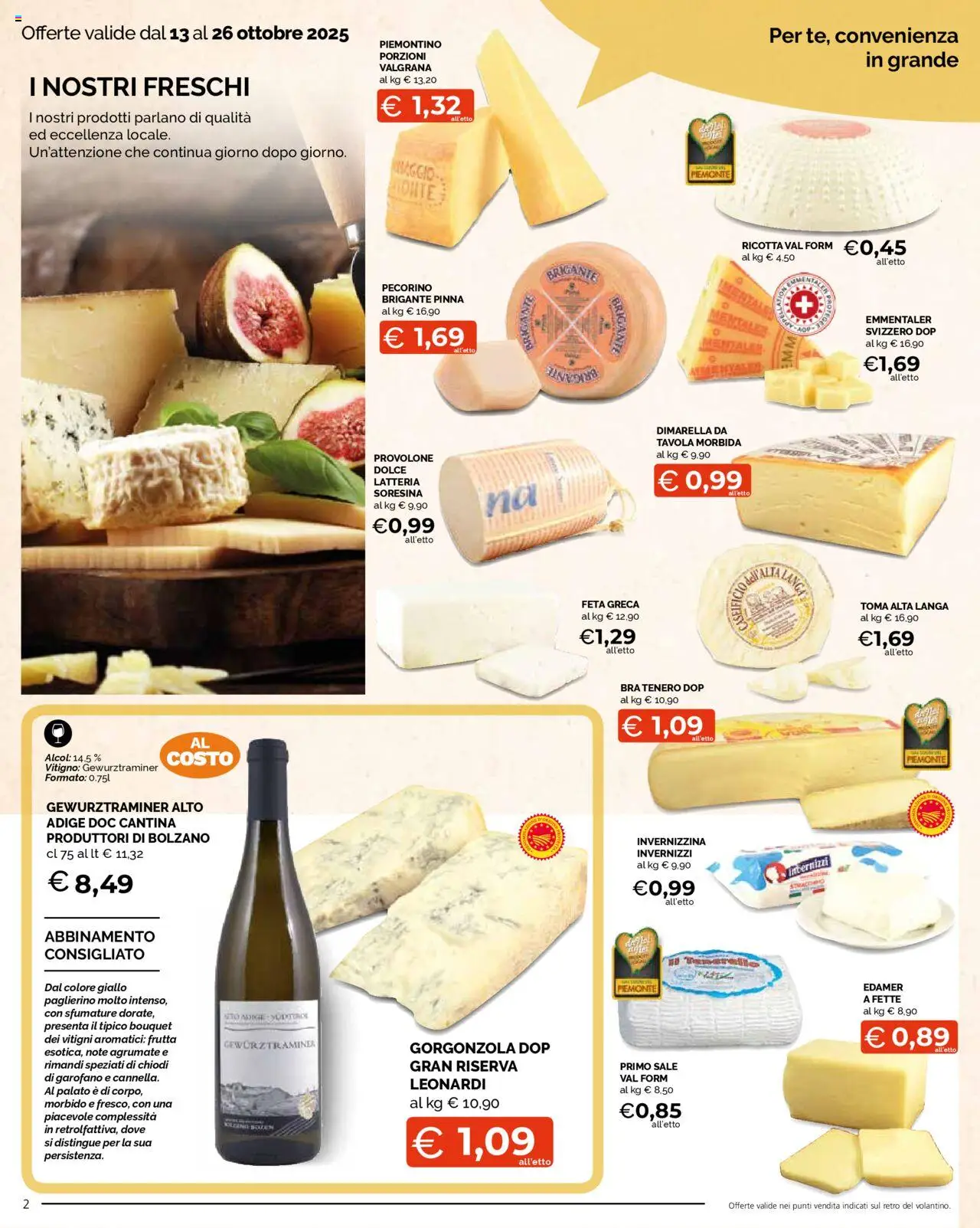 Volantino Mercatò del 13.10.2025 | Pagina: 2 | Prodotti: Sale, Ricotta, Feta, Gorgonzola