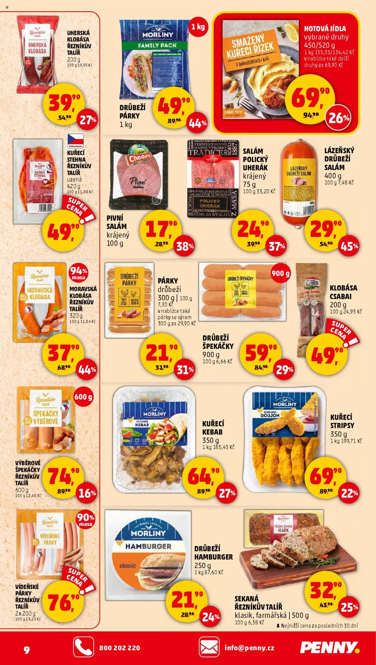 Penny Market leták - Čtvrtečník od 07.08.2025 | Strana: 9 | Produkty: Salám, Sekaná, Klobása, Talíř