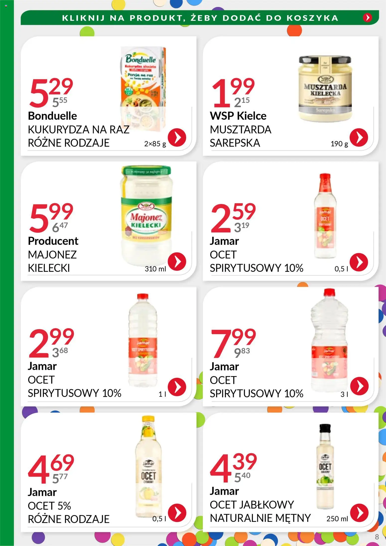 Eurocash Gazetka - Handlowa MR Południowy-Wschód od 22.12.2025 | Strona: 8 | Produkty: Ocet jabłkowy, Kukurydza, Musztarda, Majonez