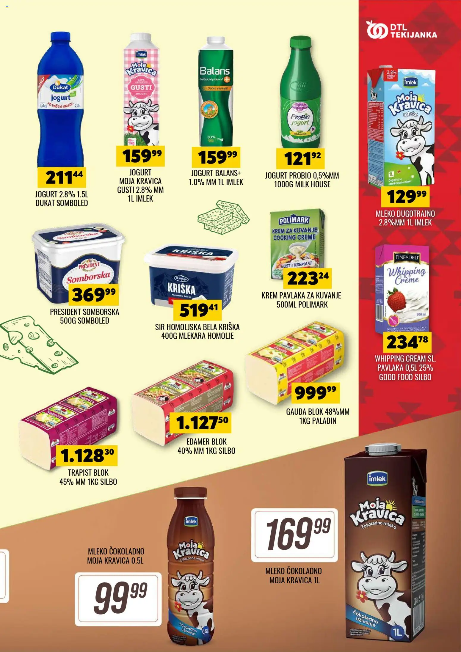 Tekijanka katalog - važi od 19.11.2025 | Strana: 5 | Proizvode: Čokoladno mleko, Edamer, Jogurt, Pavlaka