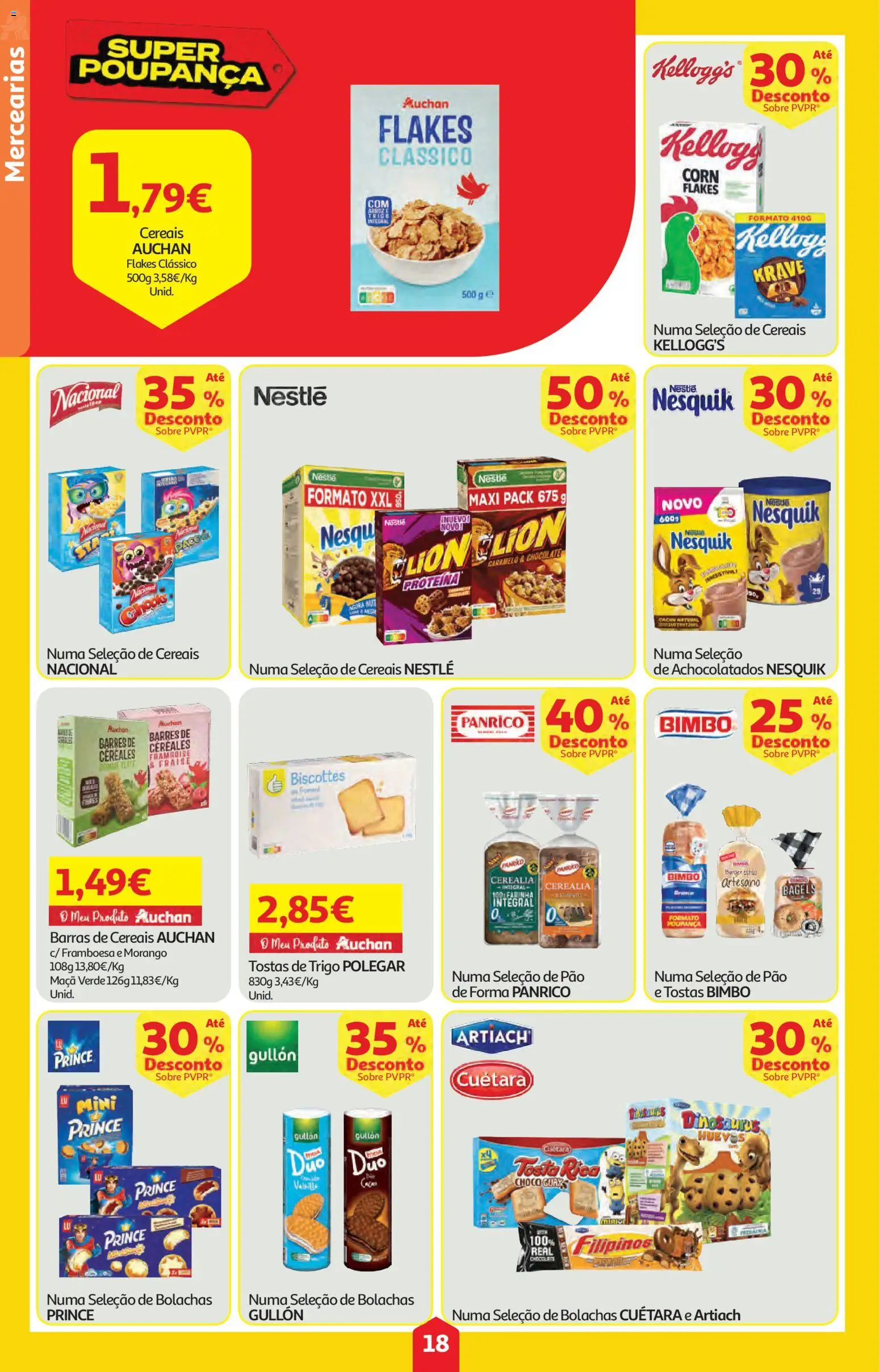 Auchan folheto │ válido de 09.04.2026 | Página: 18 | Produtos: Barras de cereais, Chocolate, Cereais, Proteina