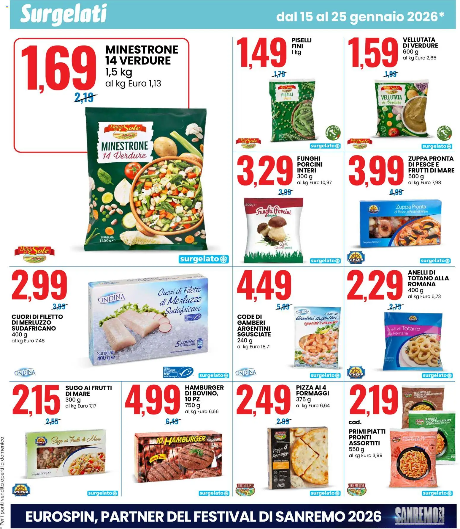 Volantino Eurospin del 15.01.2026 | Pagina: 7 | Prodotti: Verdure, Frutti di mare, Ricotta, Sugo