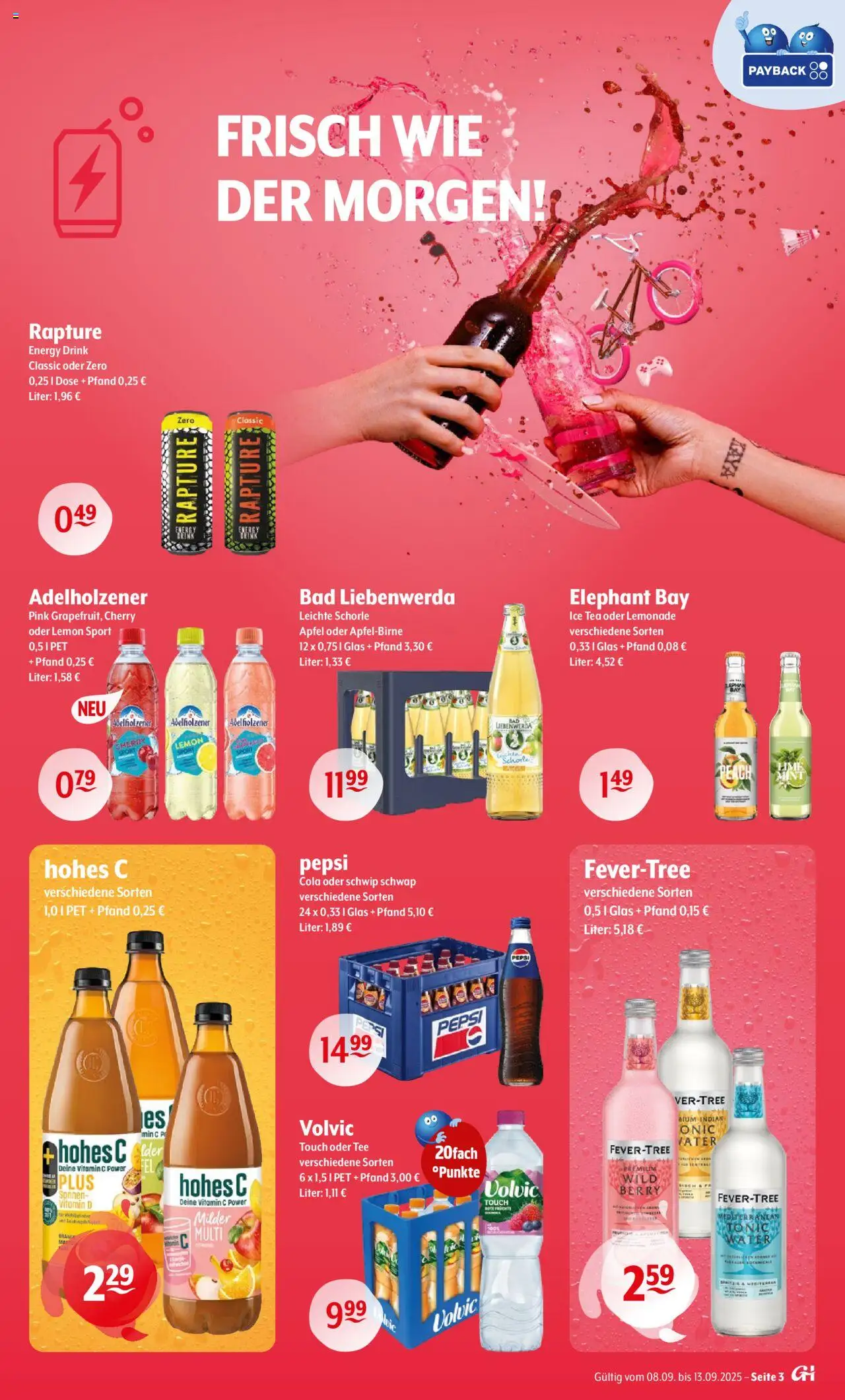 Getränke Hoffmann Prospekt 	 – gültig ab 08.09.2025 | Seite: 3 | Produkte: Cola, Energy, Adelholzener, Pepsi