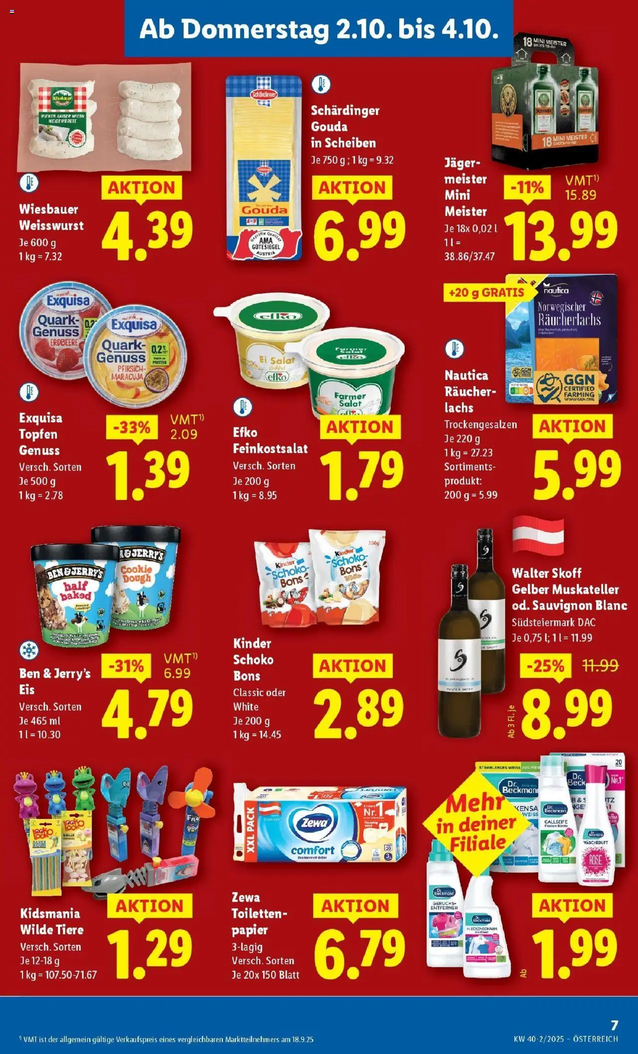 Lidl Flugblatt - Wien, Langenzersdorf, Zwettl gültig ab 02.10.2025 | Seite: 9 | Produkte: Salat, Pfirsich