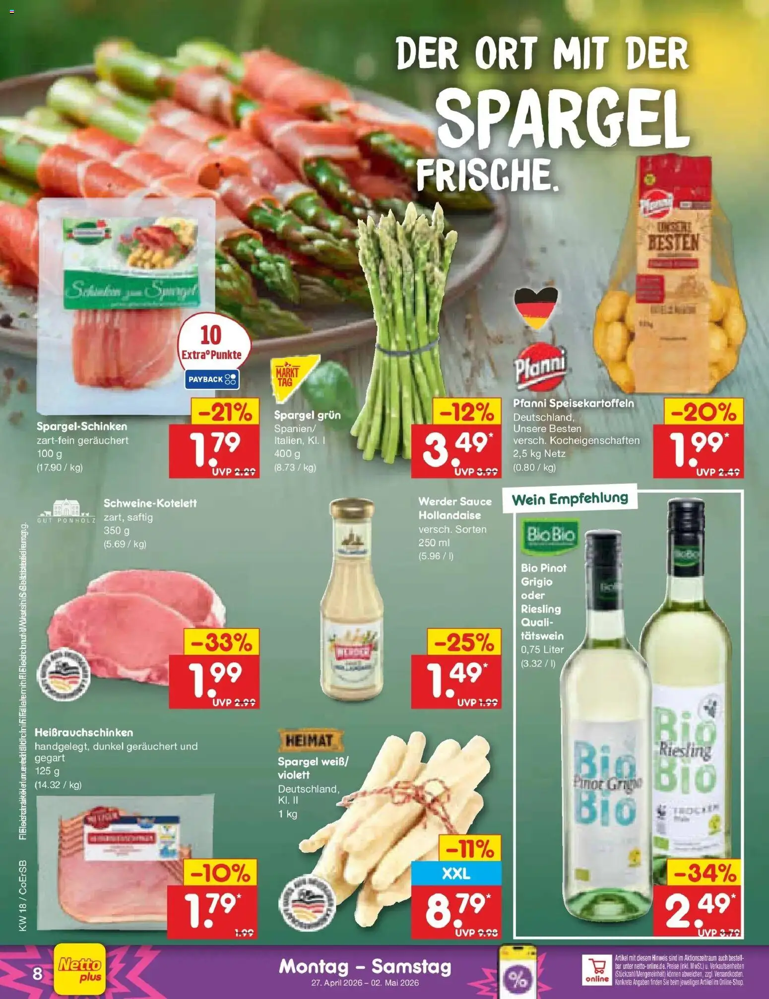 Netto Marken-Discount Prospekt Bitterfeld-Wolfen	 – gültig ab 27.04.2026 | Seite: 10 | Produkte: Spargel, Wein