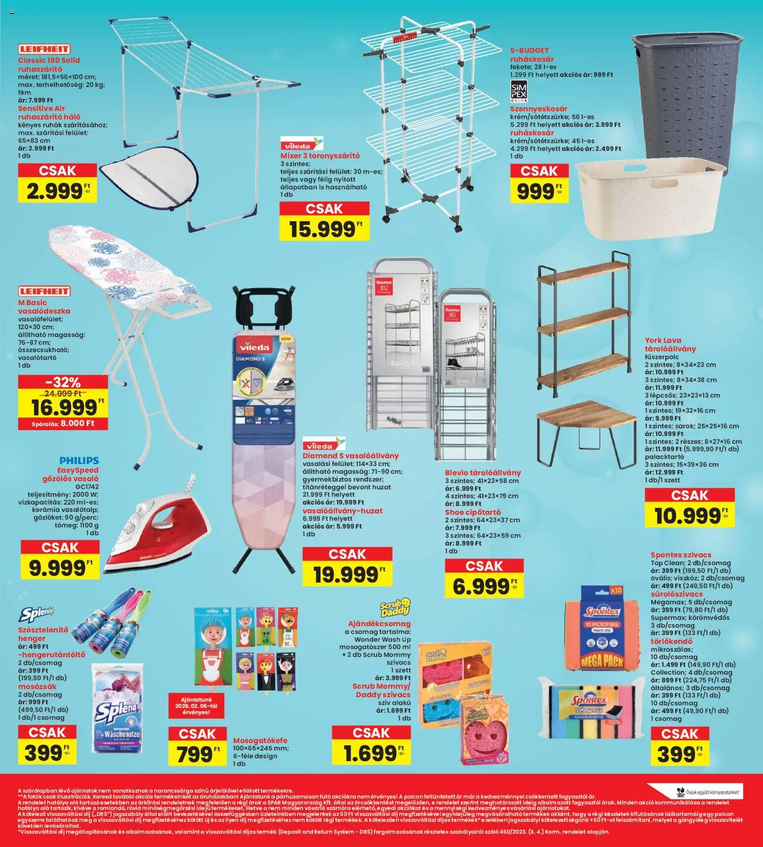 Interspar akciós ujság - amely érvényes a következő dátumtól: 29.01.2026 | Oldal: 17 | Termékek: Vasaló, Törlőkendő, Vasalódeszka, Ruháskosár