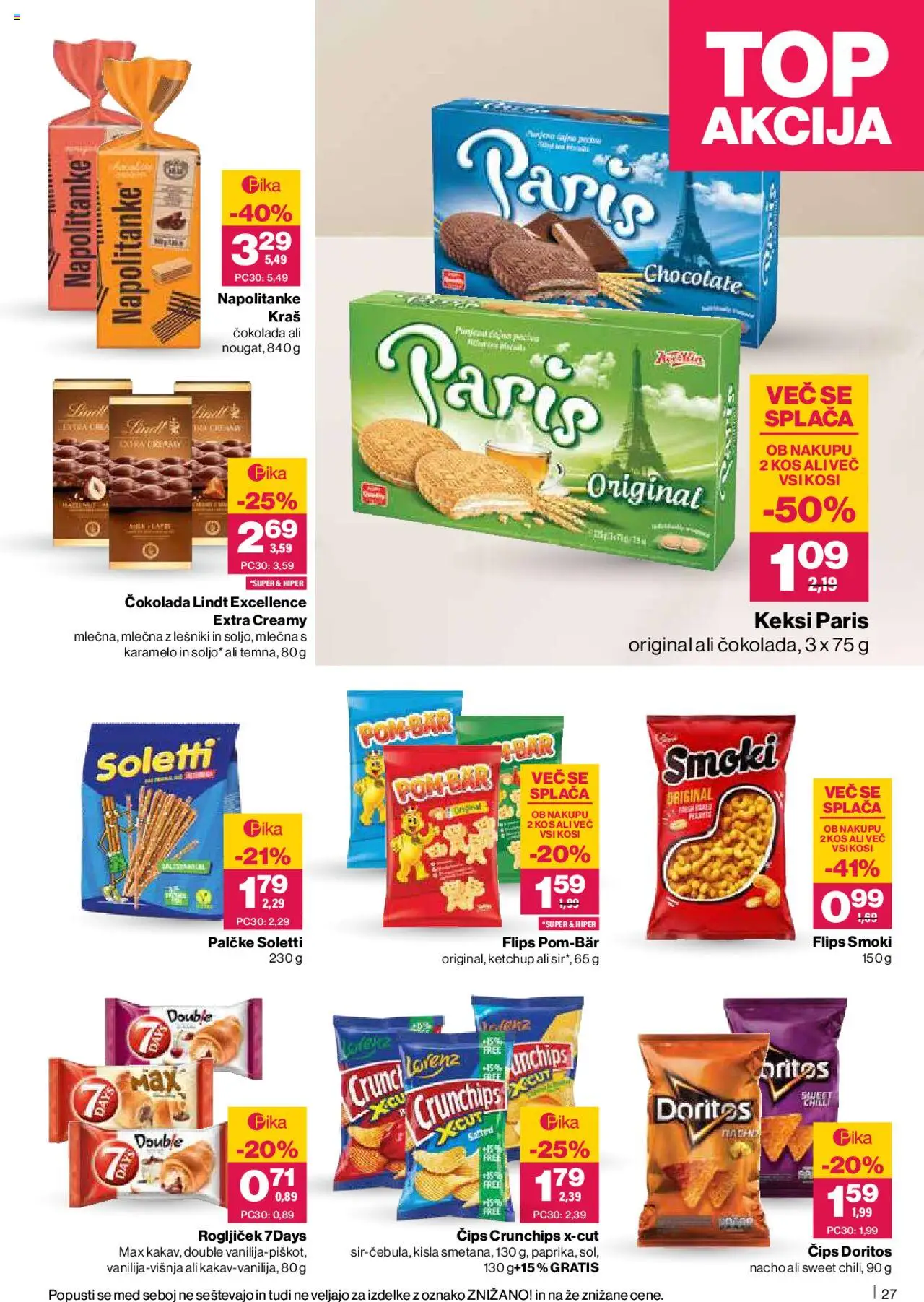 Novi Mercator katalog ponudbe – veljaven od 16.10.2025 | Stran: 29 | Izdelki: Napolitanke, Keksi, Flips, Cips