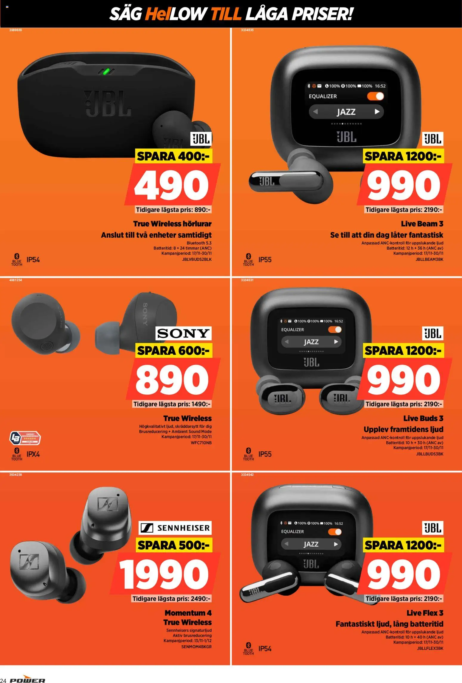 Power reklamblad aktuell från 17.11.2025 | Sida: 24 | Produkter: Såg, Hörlurar