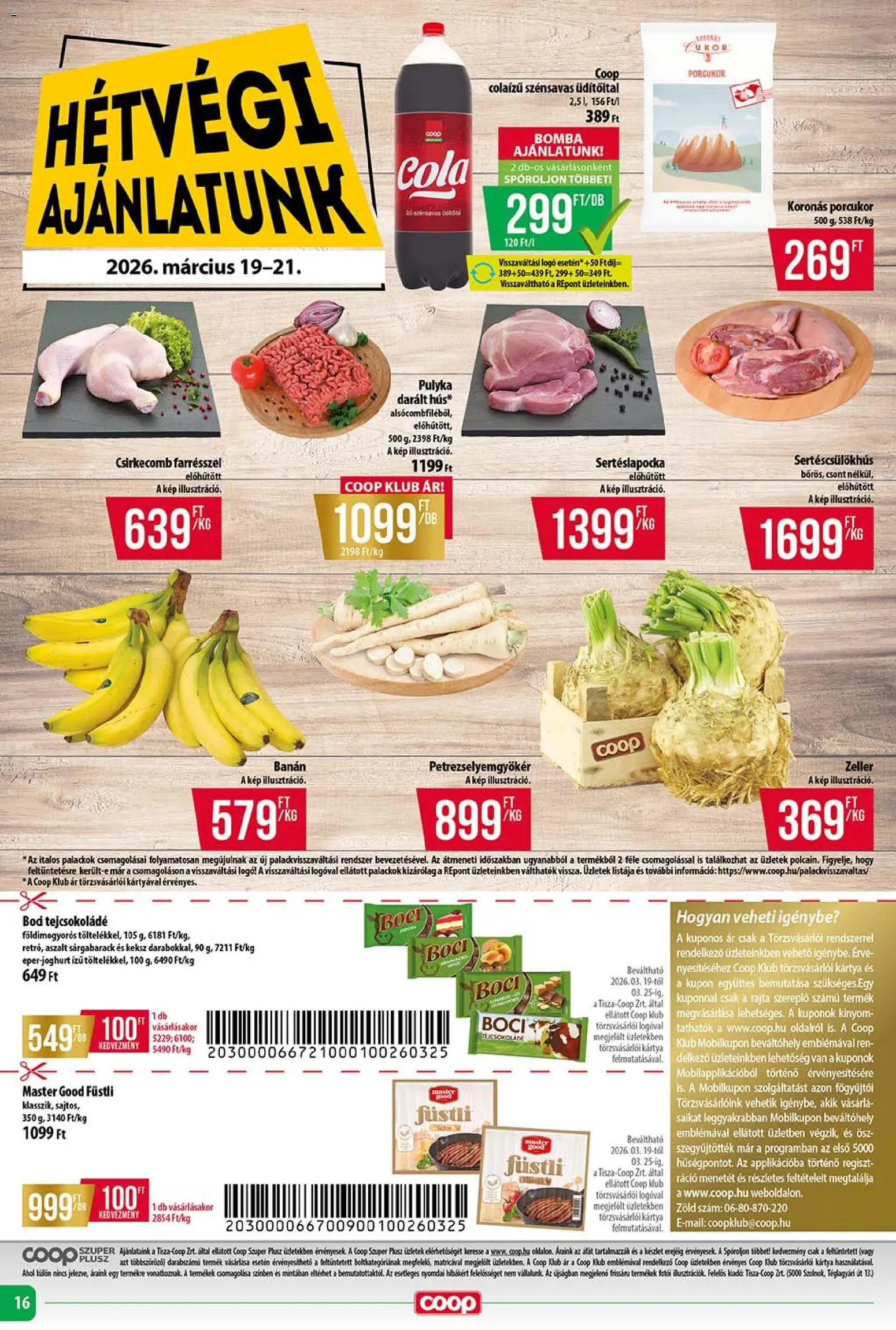 COOP akciós ujság - amely érvényes a következő dátumtól: 19.03.2026 | Oldal: 16 | Termékek: Zeller, Tejcsokoládé, Banán, Keksz