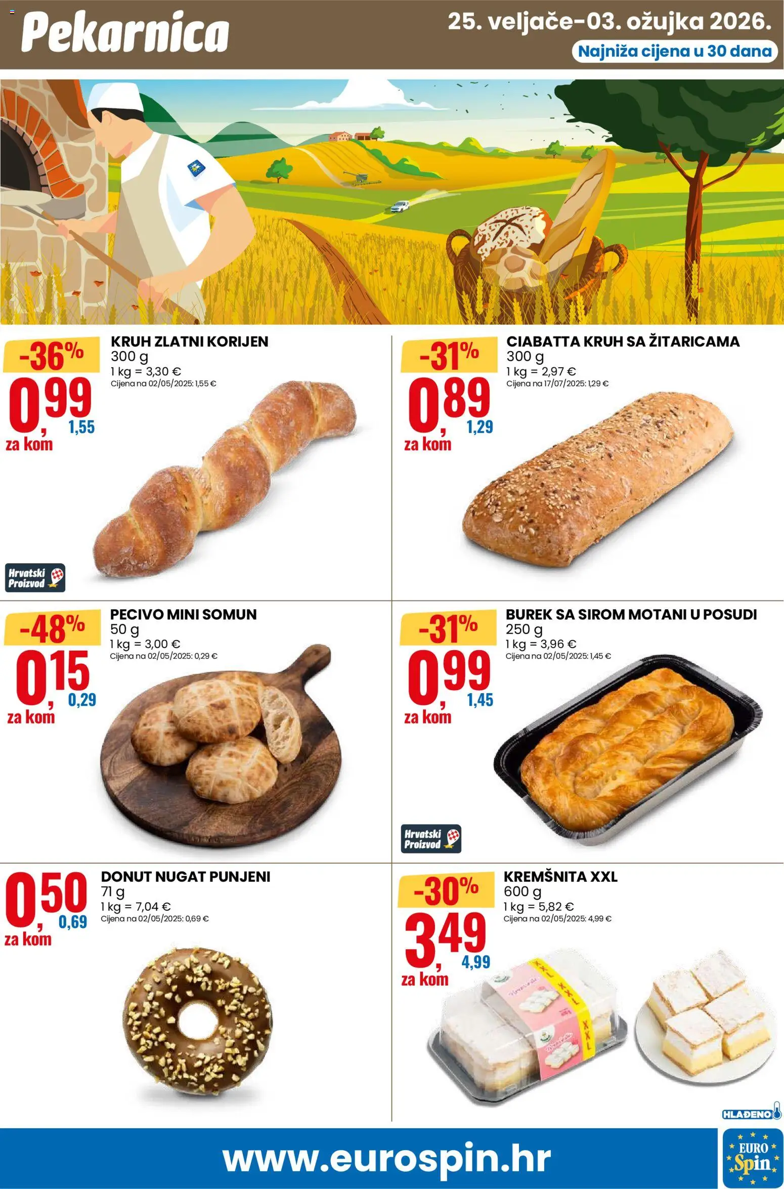 Eurospin katalog | vrijedi od 25.02.2026 | Stranica: 13 | Proizvodi: Somun, Kruh, Burek, Pecivo