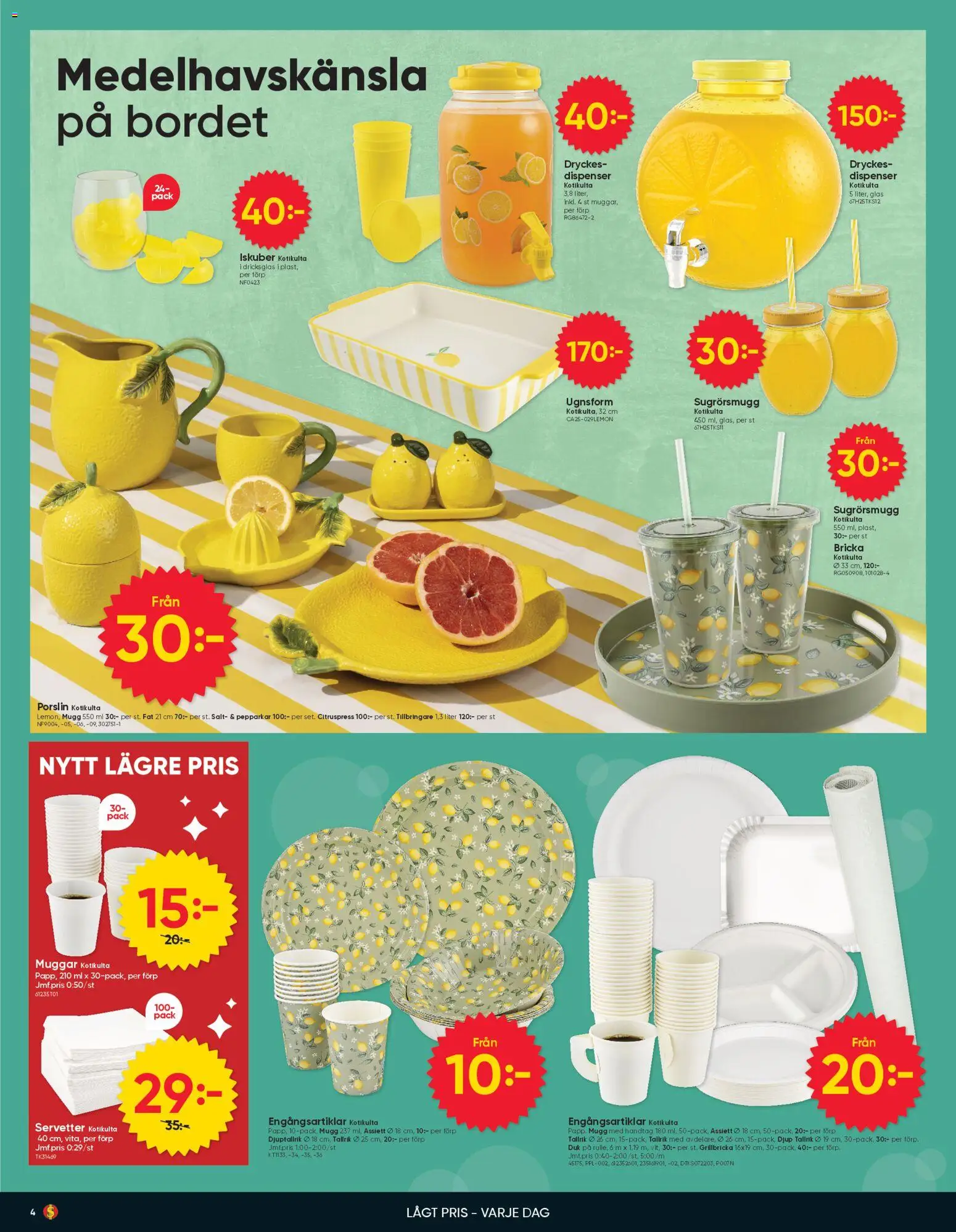 Dollar Store reklamblad aktuell från 06.04.2026 | Sida: 4 | Produkter: Salt, Citruspress, Servetter, Duk