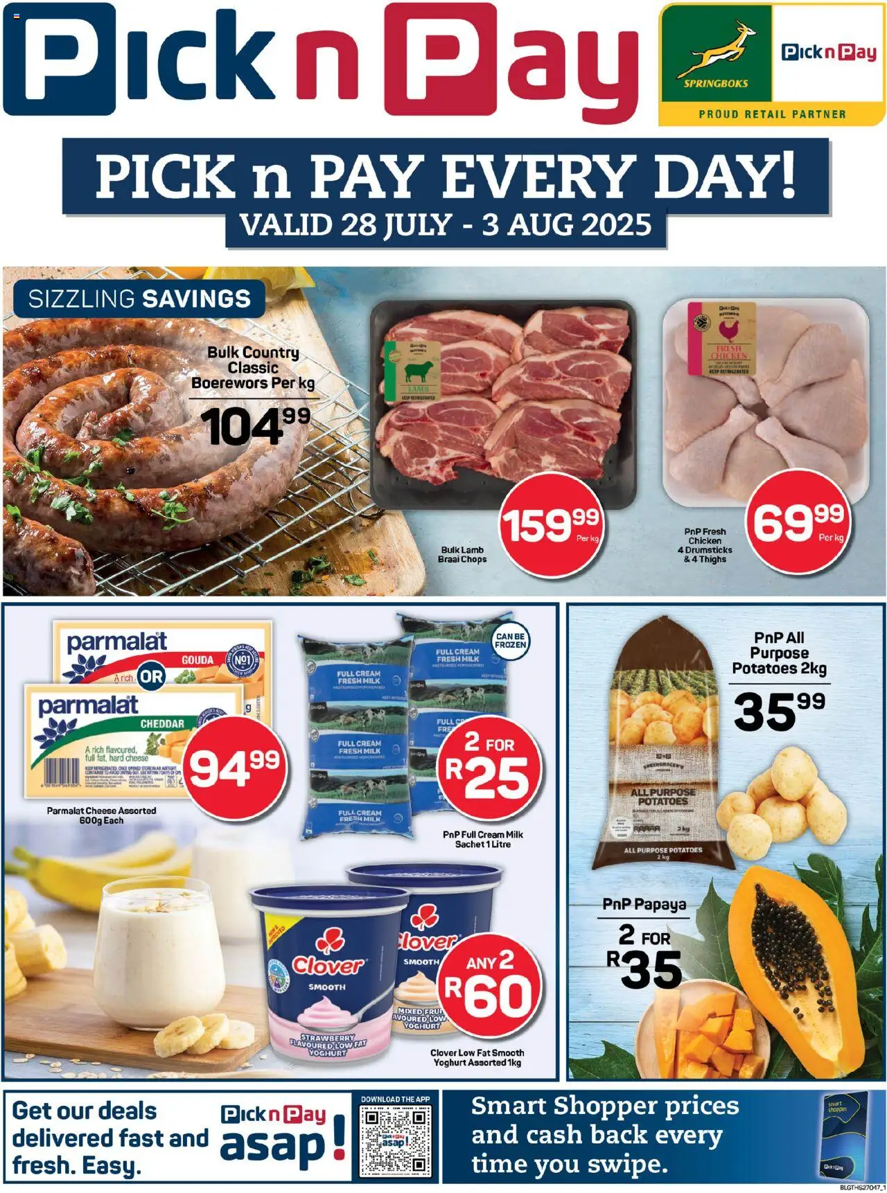 Pick n Pay Inland provinces - Weekly Specials │ valid from 28.07.2025 | Page: 1 | Products: Yoghurt, Boerewors, Milk, Cream