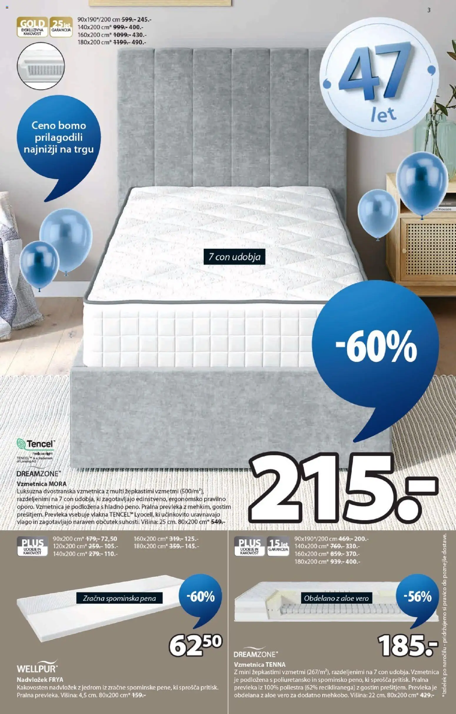 Novi JYSK katalog ponudbe – veljaven od 15.04.2026 | Stran: 3 | Izdelki: Nadvložek, Vzmetnica, Prevleka