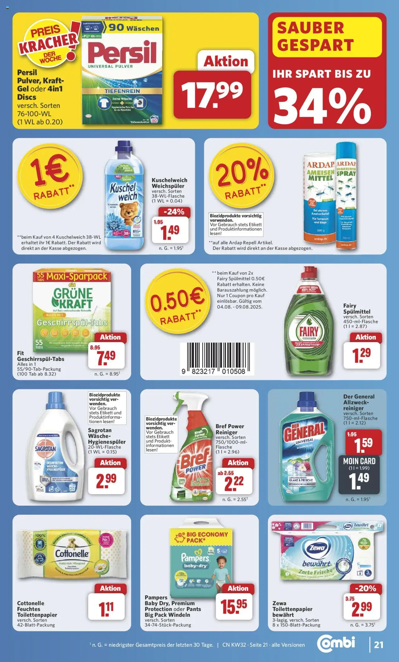 Combi Prospekt 	 - gültig ab dem 03.08.2025 | Seite: 26 | Produkte: Pampers, Weichspüler, Persil, Toilettenpapier