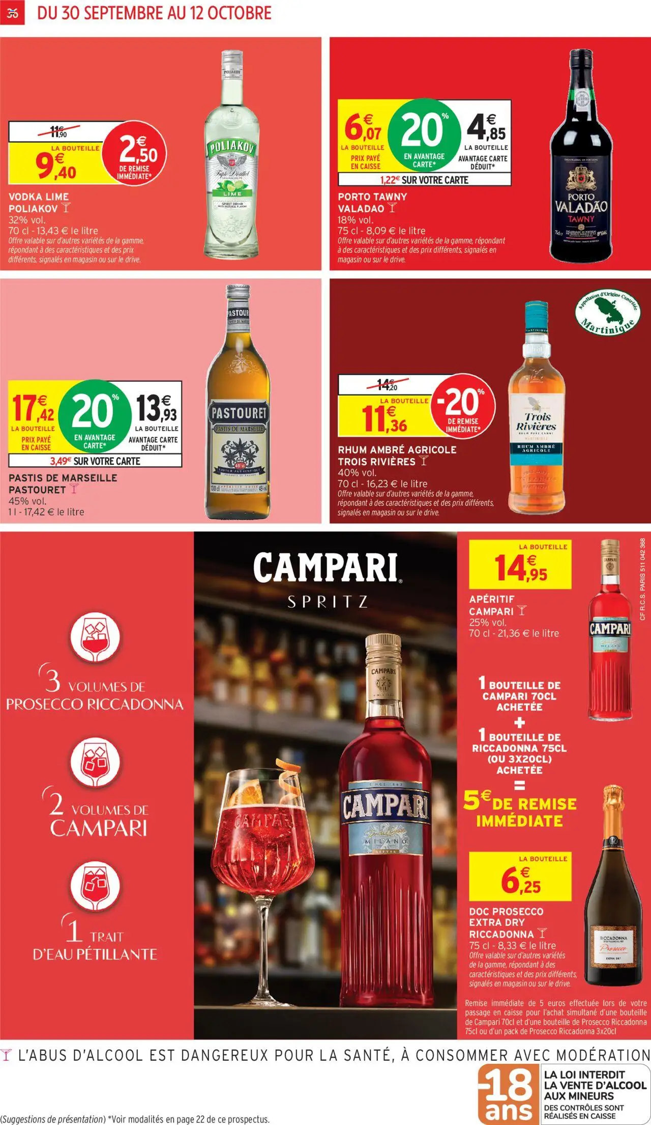  | Page: 36 | Produits: Pastis, Aperitif Campari, Rhum, Prosecco