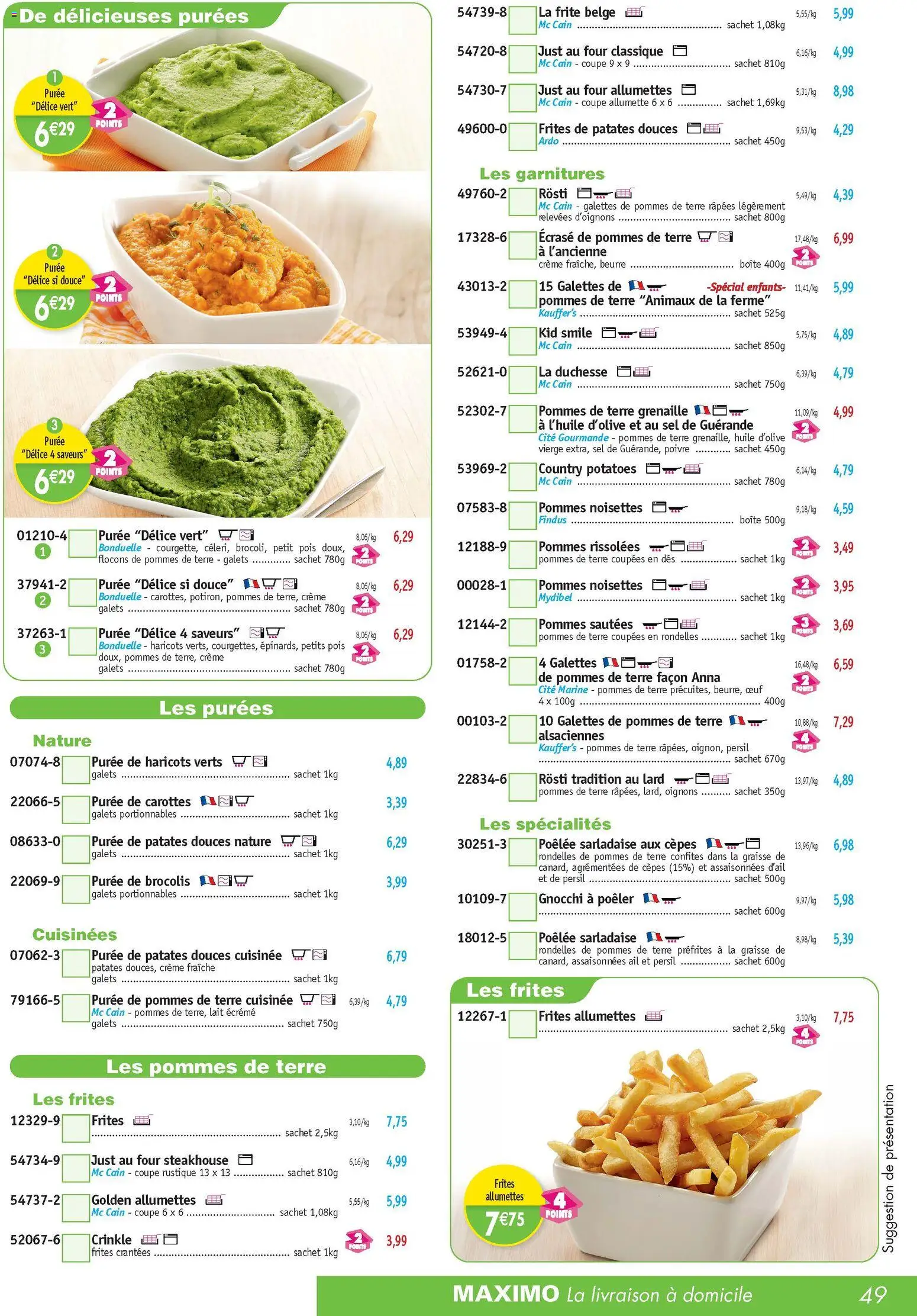 {H1} | Page: 49 | Produits: Carottes, Beurre, Crème, Pommes de terre