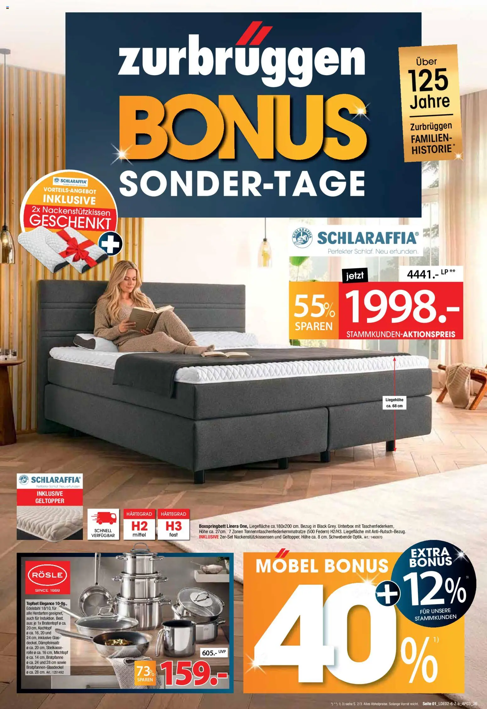 Zurbrüggen Bonus Sonder-Tage – gültig ab 02.03.2026 | Seite: 1 | Produkte: Boxspringbett