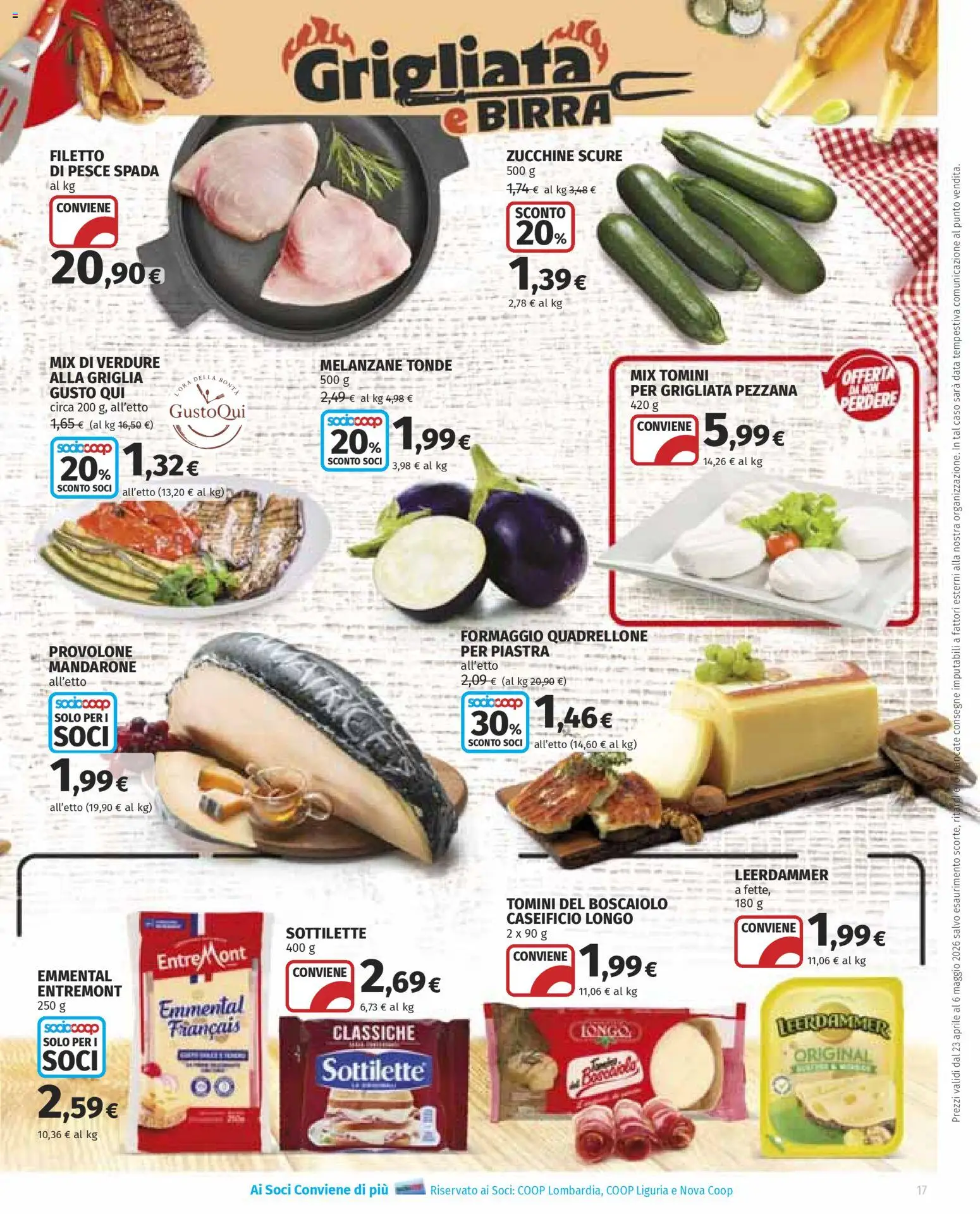 Volantino Ipercoop del 23.04.2026 | Pagina: 17 | Prodotti: Birra, Formaggio, Data, Pesce spada