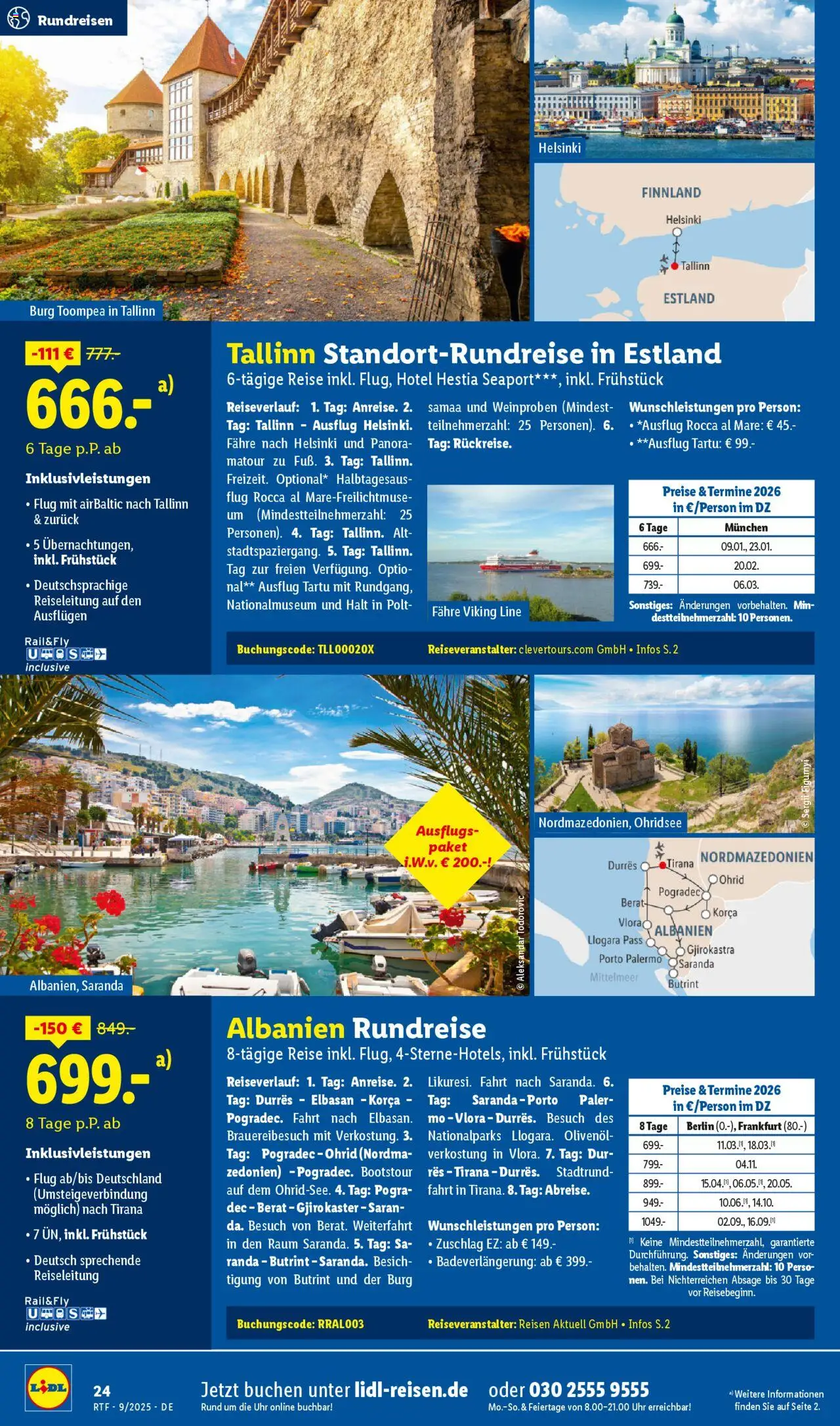 Lidl Reisen September/Oktober Reise-Highlights – gültig ab 12.09.2025 | Seite: 24 | Produkte: Olivenol, Uhr