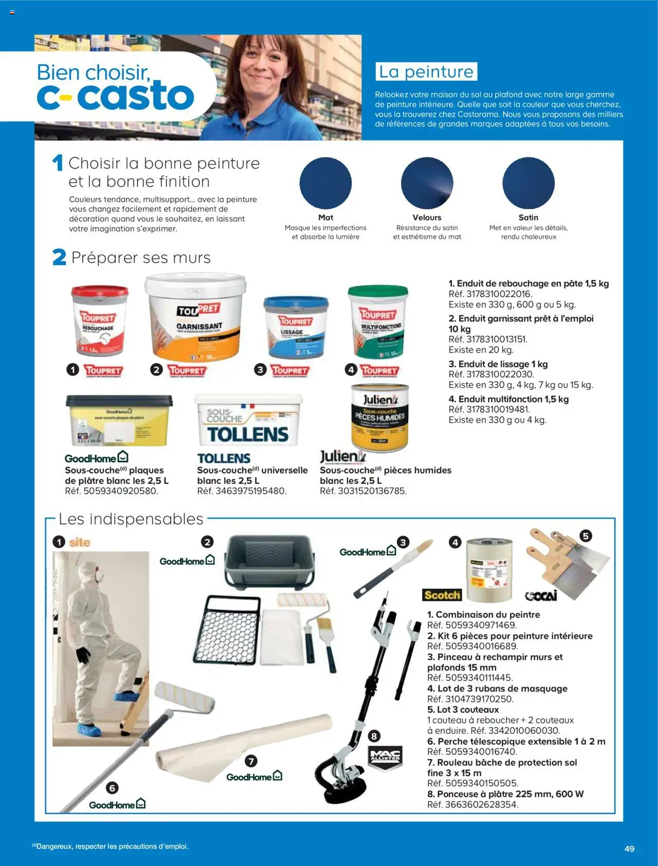 {H1} | Page: 49 | Produits: Ponceuse, Masque, Rouleau, Combinaison