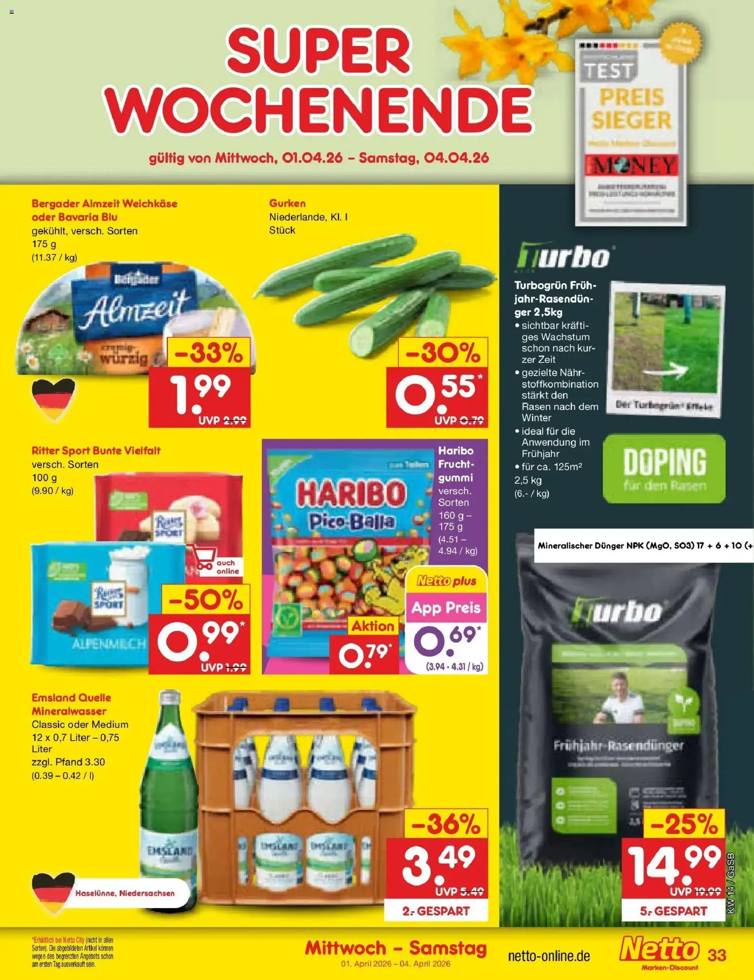 Netto Marken-Discount Prospekt Bremen-Lesum	 – gültig ab 30.03.2026 | Seite: 47 | Produkte: Haribo, Ritter sport, Mineralwasser, Gurken