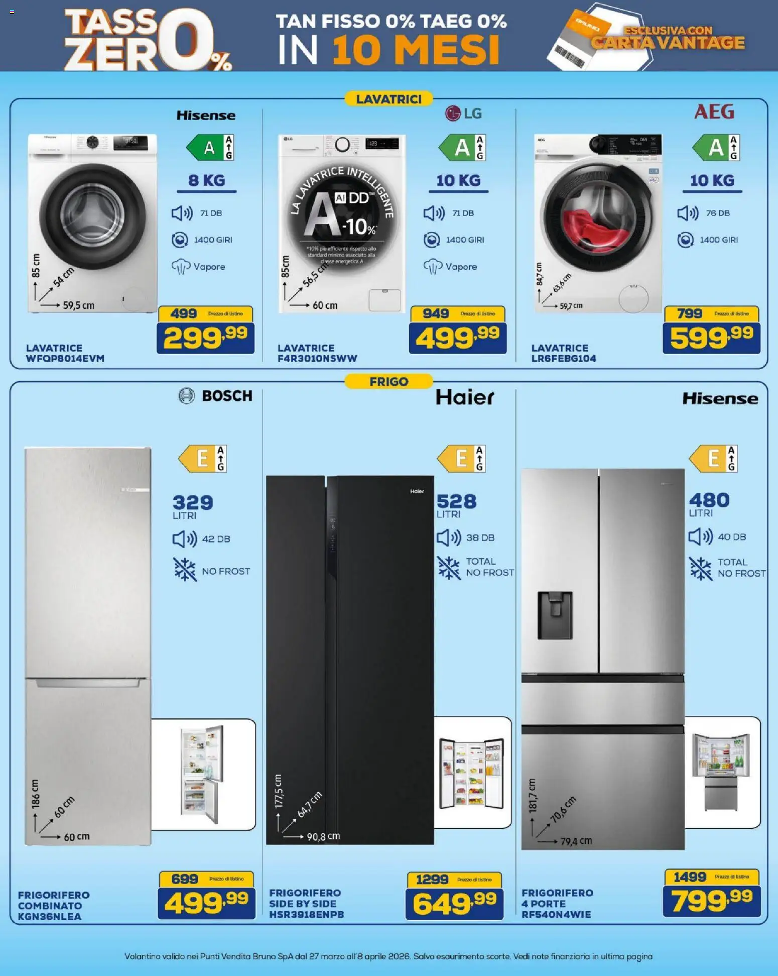 Volantino BRUNO del 27.03.2026 | Pagina: 11 | Prodotti: Lavatrice, Frigorifero, Frigorifero combinato