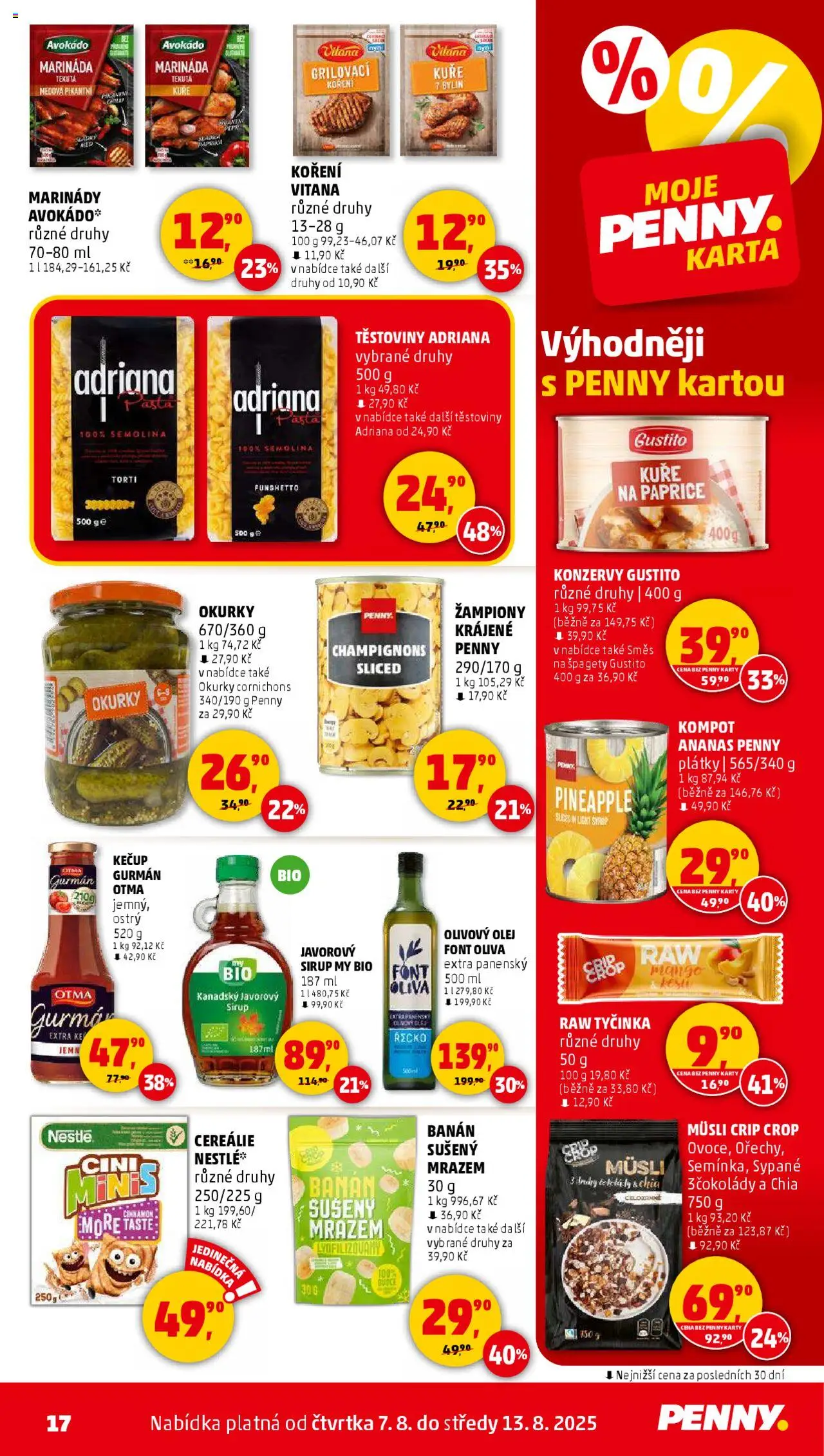 Penny Market leták - Čtvrtečník od 07.08.2025 | Strana: 17 | Produkty: Olej, Chia, Müsli, Kuře