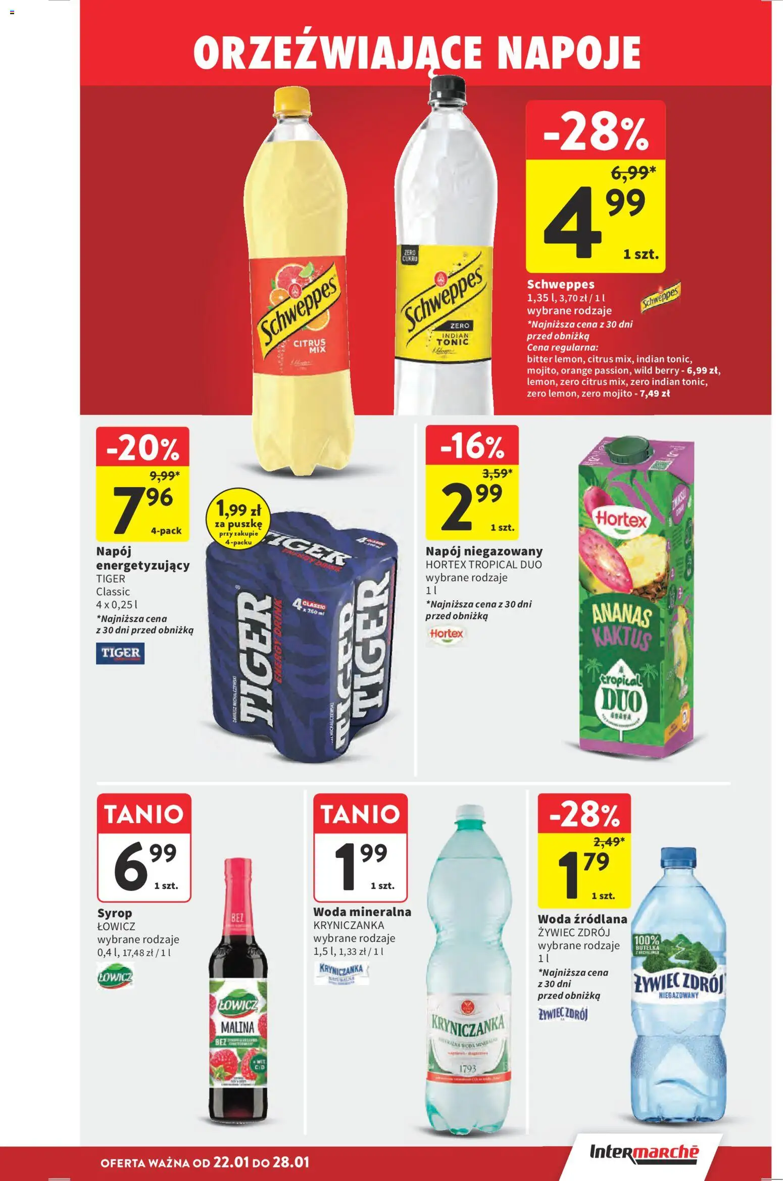 Intermarche Gazetka od 22.01.2026 | Strona: 33 | Produkty: Syrop, Malina, Woda źródlana, Woda