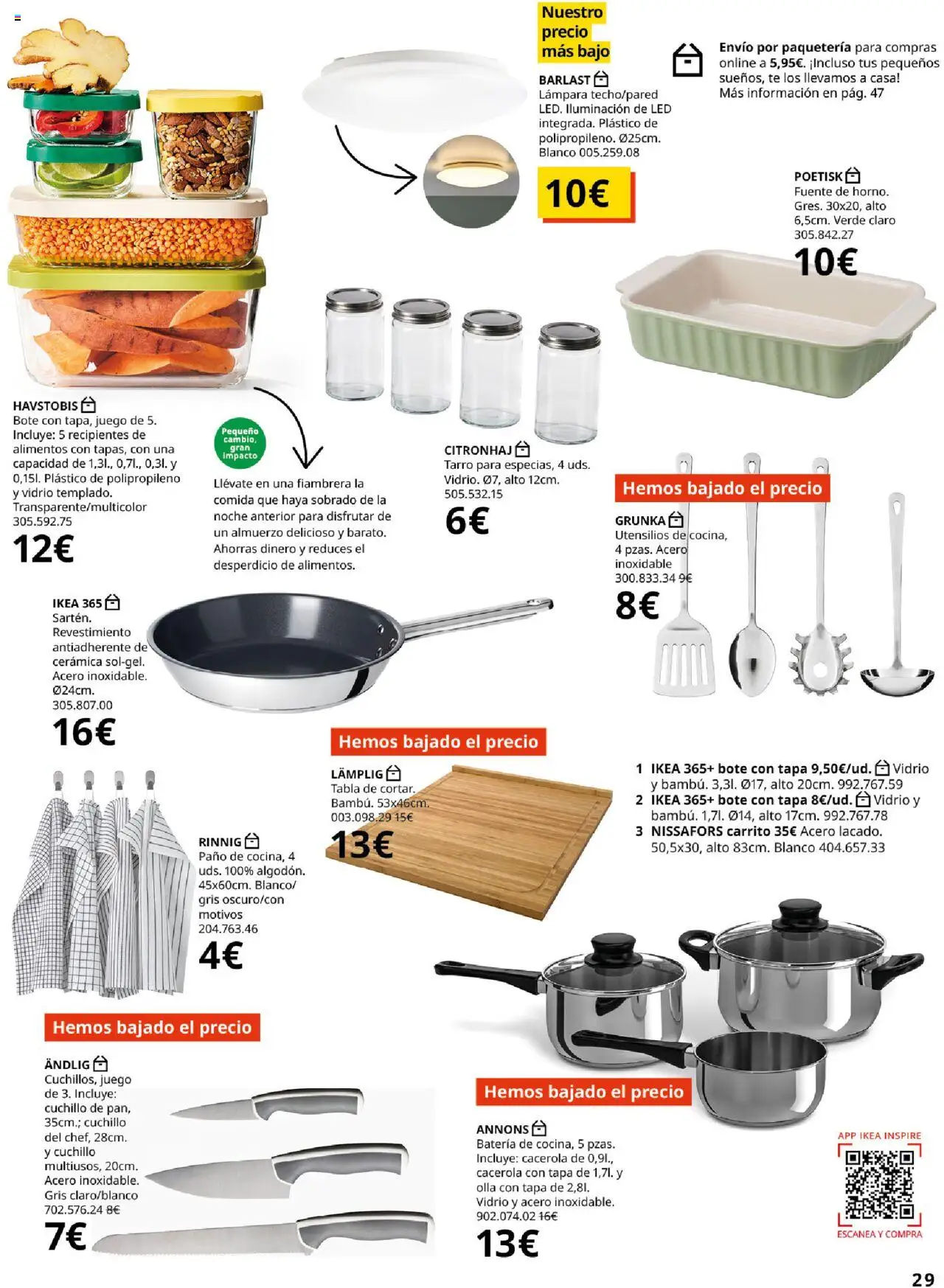 Catálogo IKEA Precios bajos. Muy bajos │ válido desde el 04.02.2025 | Página: 29 | Productos: Fiambrera, Té, Batería, Lámpara
