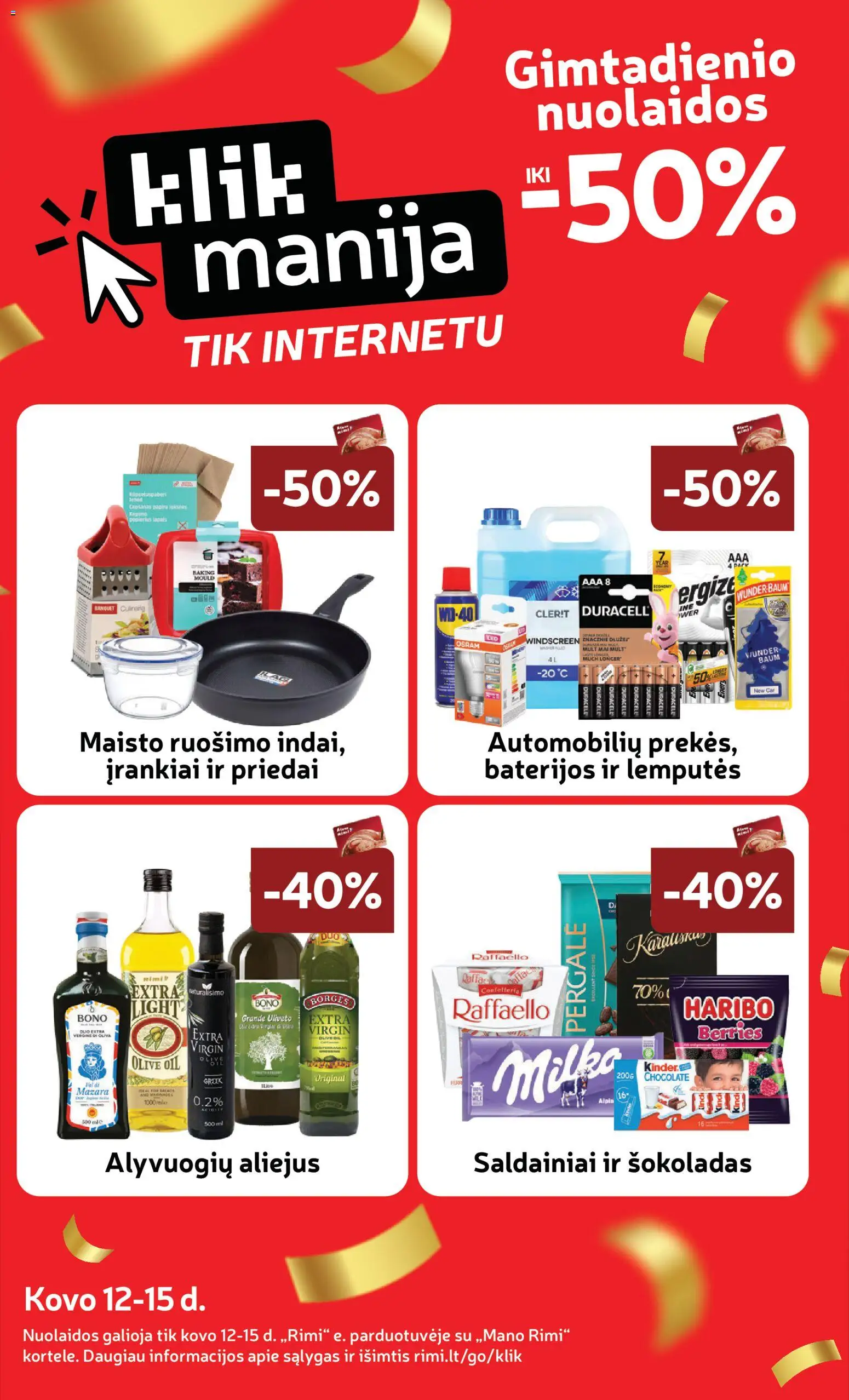 Rimi akcijos nuo 10.03.2026 | Puslapis: 40 | Prekių: Aliejus, Šokoladas, Saldainiai