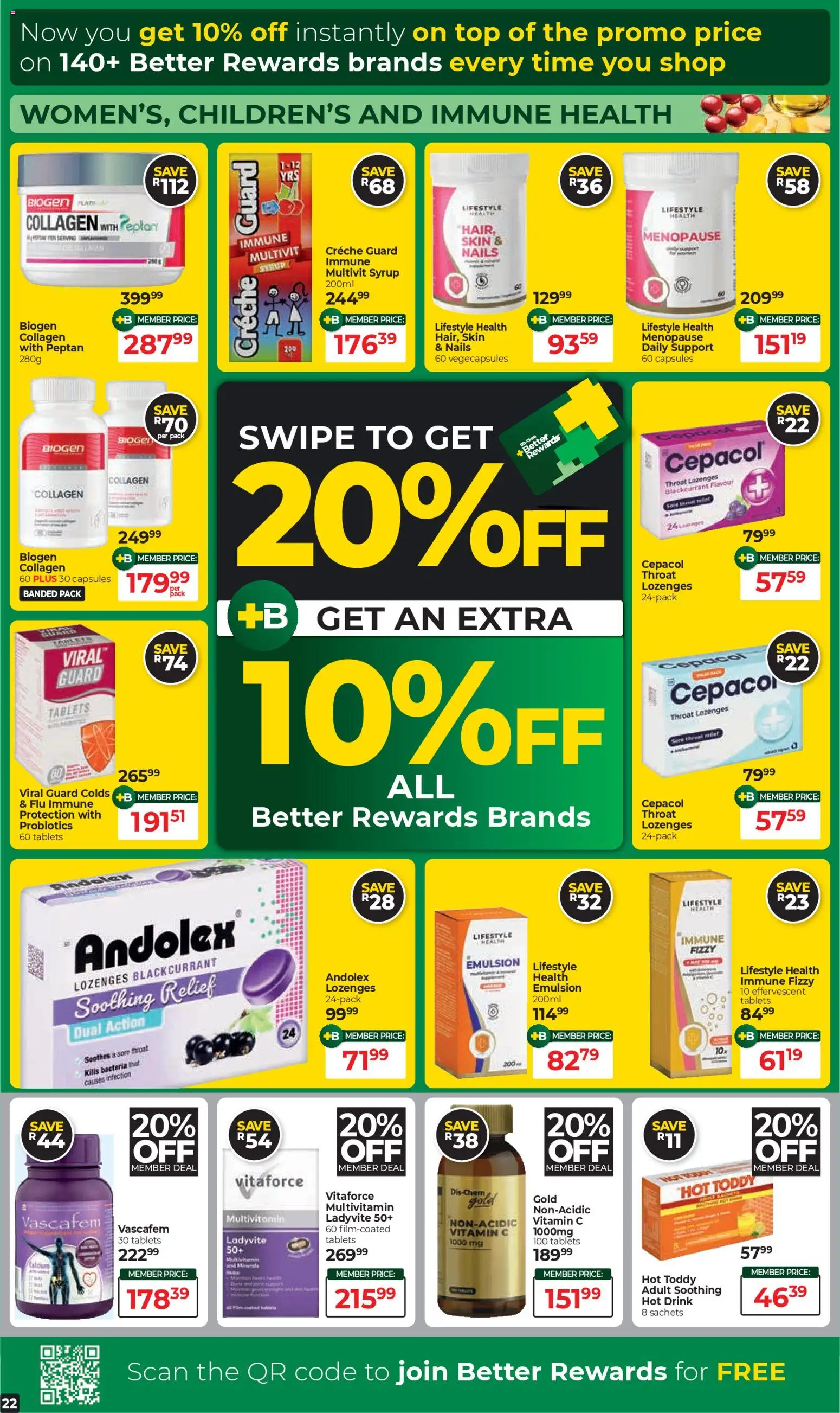 New Dis-Chem catalogue – valid from 18.11.2025 | Page: 22 | Products: Lozenges, Syrup