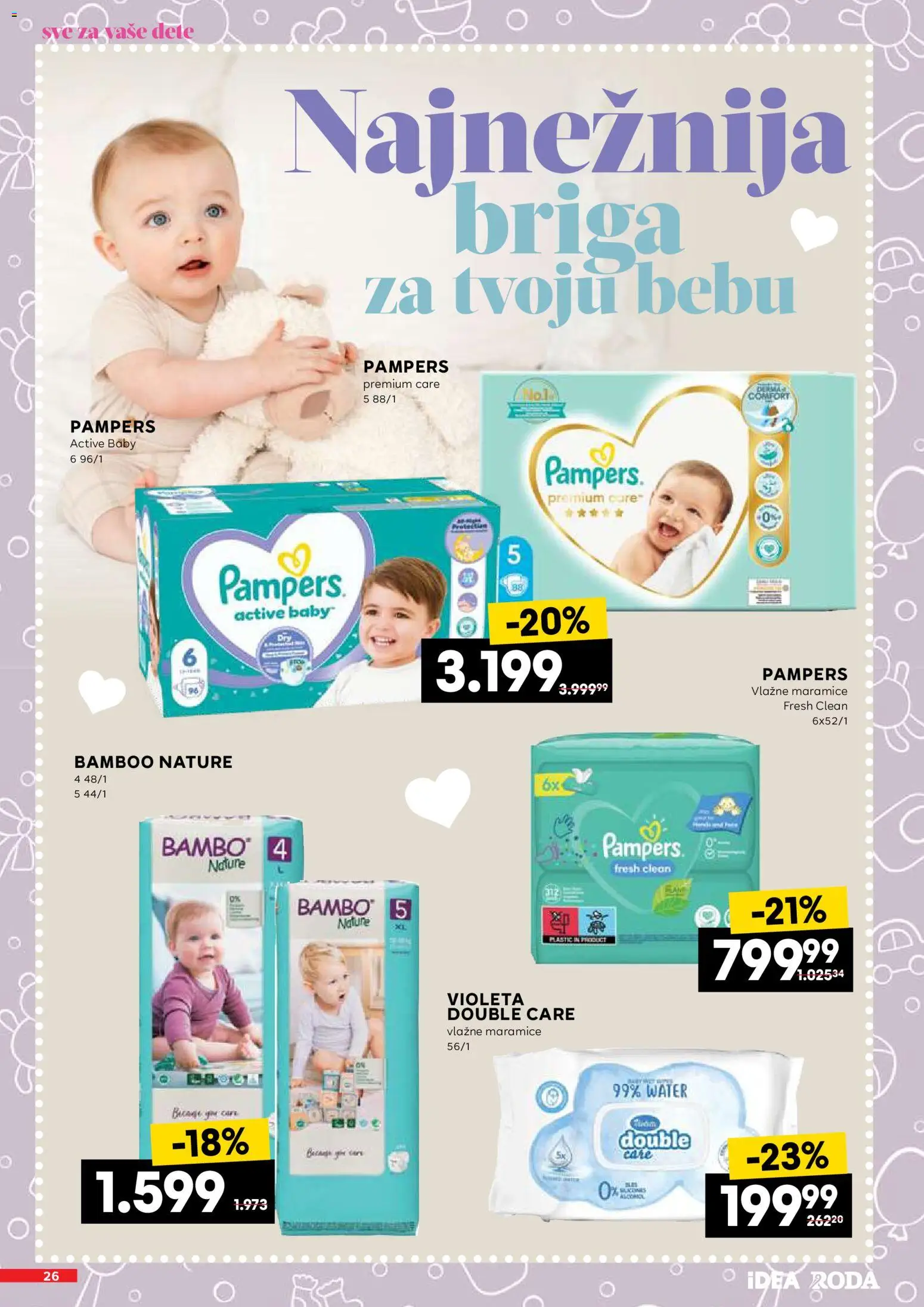 Idea katalog Neprehrane katalog - važi od 19.03.2026 | Strana: 26 | Proizvode: Pampers, Vlažne maramice