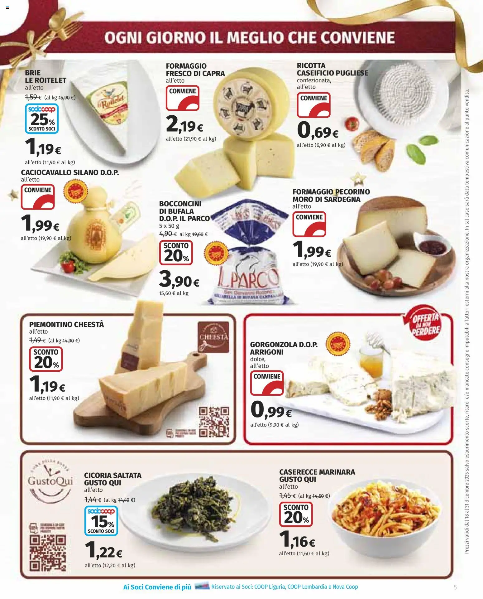 Volantino COOP del 18.12.2025 | Pagina: 5 | Prodotti: Formaggio, Data, Ricotta, Pecorino