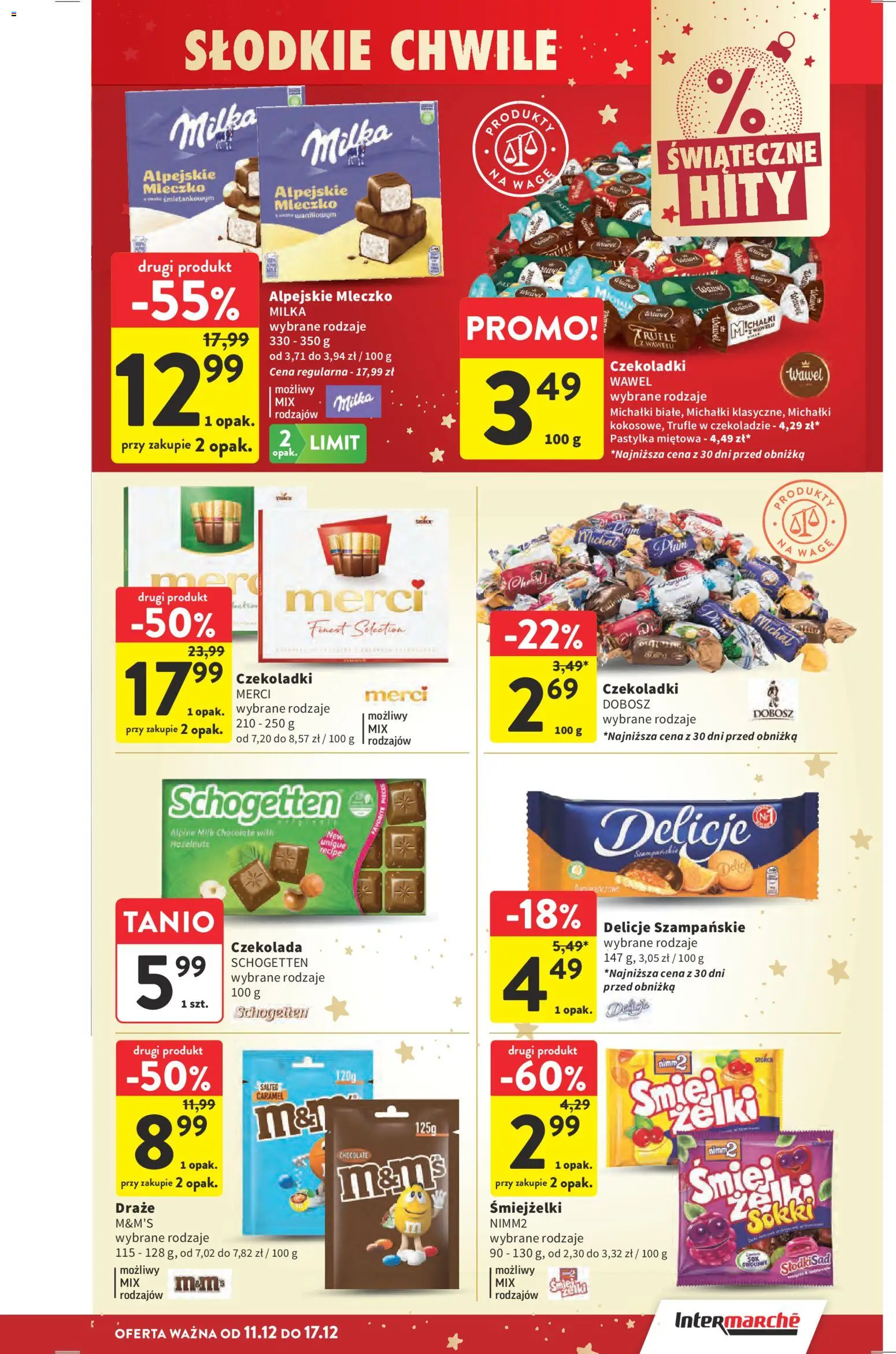 Intermarche Gazetka od 11.12.2025 | Strona: 40 | Produkty: Czekoladki, M&M's, Milka, Czekolada